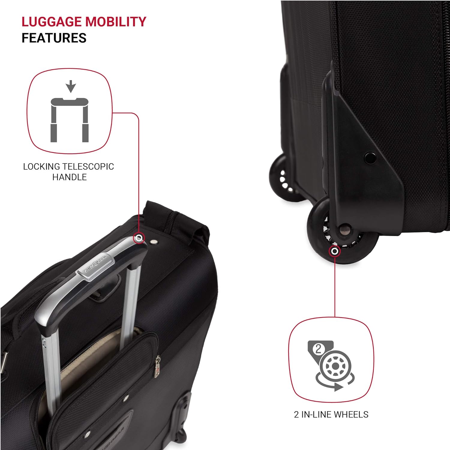 SwissGear 7895 Premium Rolling Garment Bag, Bonus Hanging Feature, Men's and Women's, 24-Inch Luggage - Black