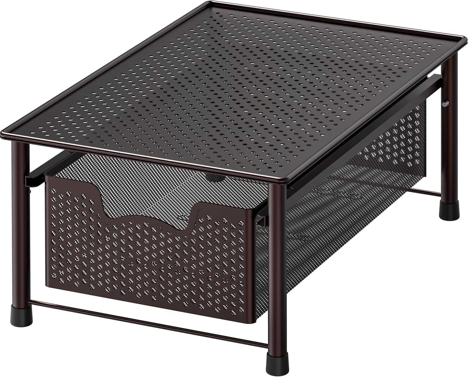 Simple Houseware Stackable 3 Tier Sliding Basket Organizer Drawer, Silver