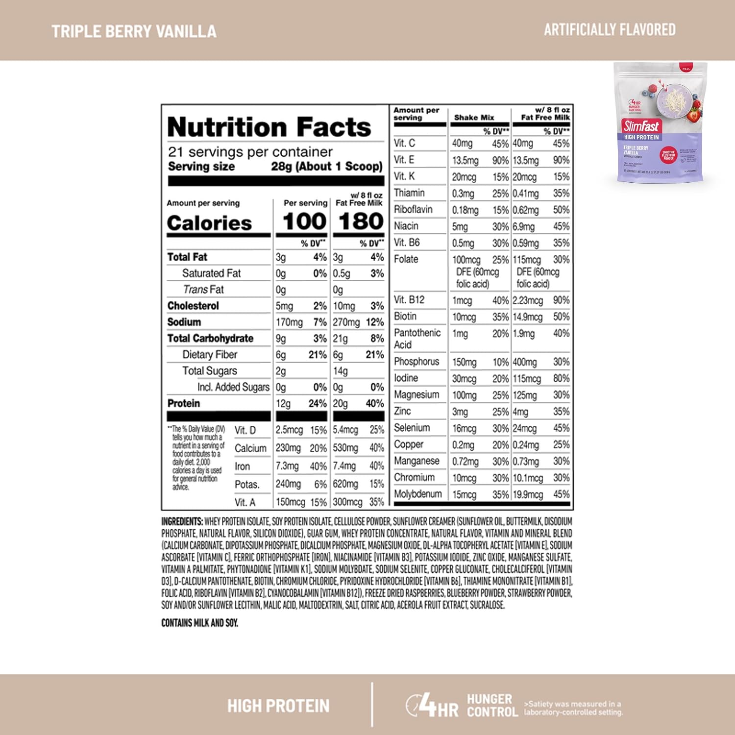 SlimFast High Protein Meal Replacement Shake Powder, 12 Servings (Pack of 2), Advanced Nutrition Smoothie Mix, Digestive Support, Gluten Free, Creamy Chocolate, 20g of Protein (Packaging May Vary)