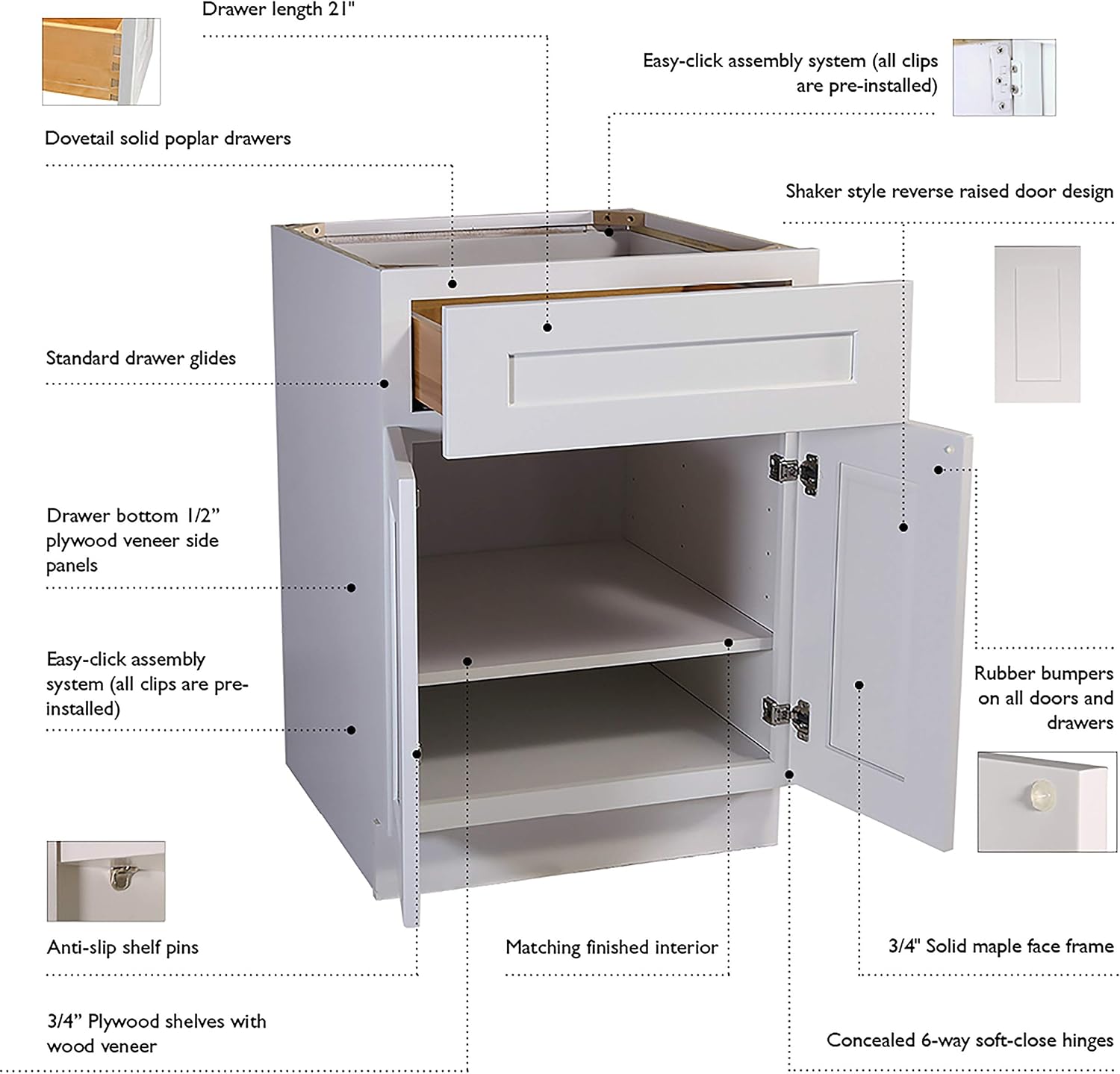 Design House Brookings Kitchen Wall Cabinet, 12", White | Adjustable Shelves, Adjustable Hinges, Wall Mount, Contemporary/Modern, Wood, Kitchen, 561530