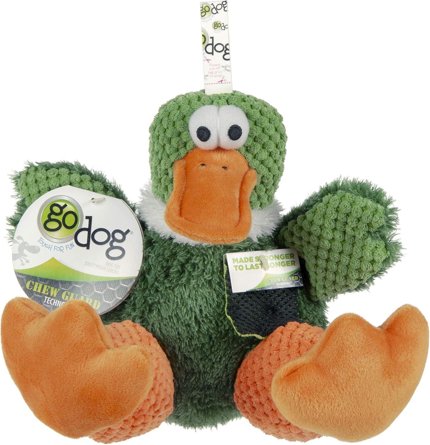 goDog Checkers Just for Me Skinny Cow Squeaky Plush Dog Toy, Chew Guard Technology - White, Mini