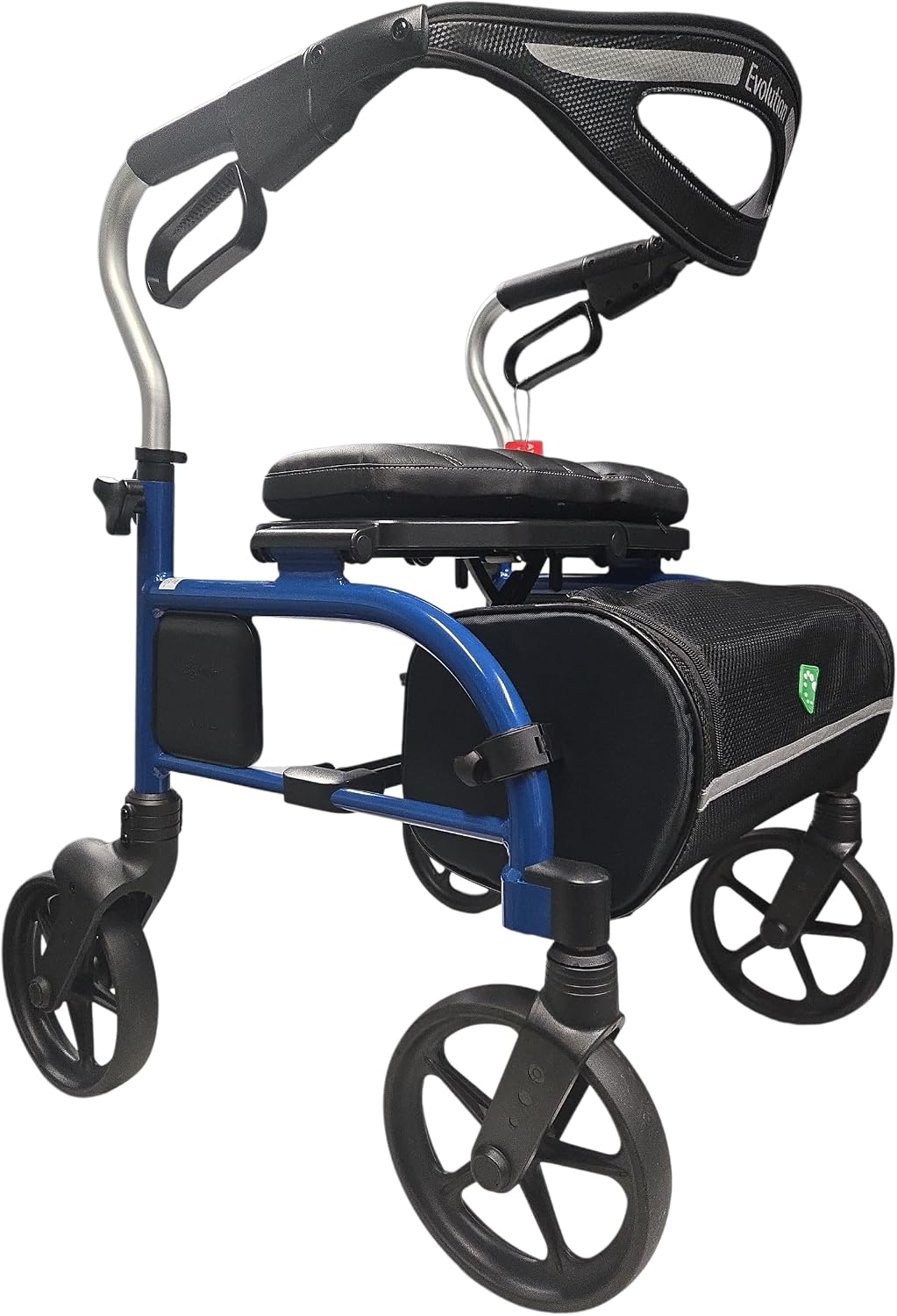 Evolution Trillium Lightweight Walker Rollator with Seat, Wheels, Brakes for Indoor, Outdoor Mobility, Regular Blue