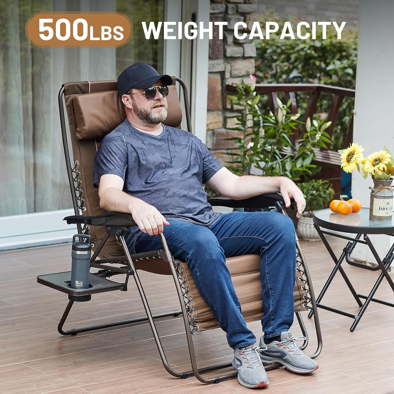 TIMBER RIDGE XXL Oversized Zero Gravity Chair, 33" Wide, 500 lb, Gray