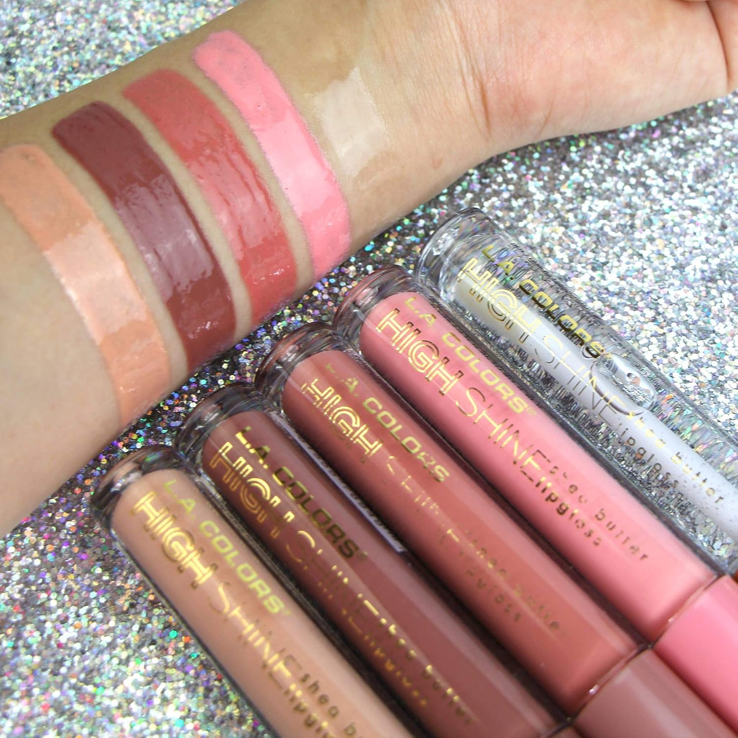 L.A. COLORS High Shine Shea Butter Lip Gloss, Baby Cakes, 0.14 Oz