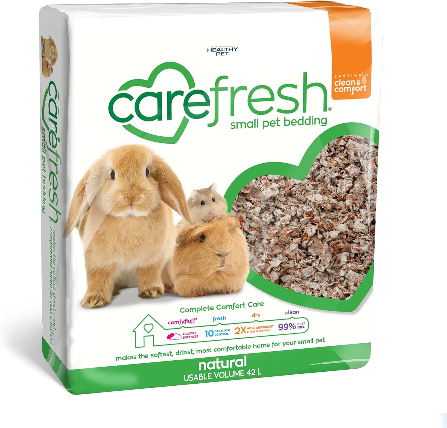 carefresh 99% Dust-Free White Natural Paper Small Pet Bedding with Odor Control, 10L, White