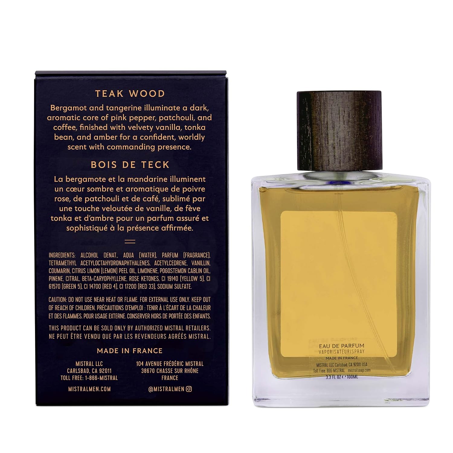 Mistral Bourbon Vanilla Eau de Parfum for Men, Men's Cologne, 3.4 Oz | Warm & Sweet Masculine Scent with Vanilla, Patchouli & Sandalwood, Cruelty-Free, Long-Lasting Perfume, Made in France