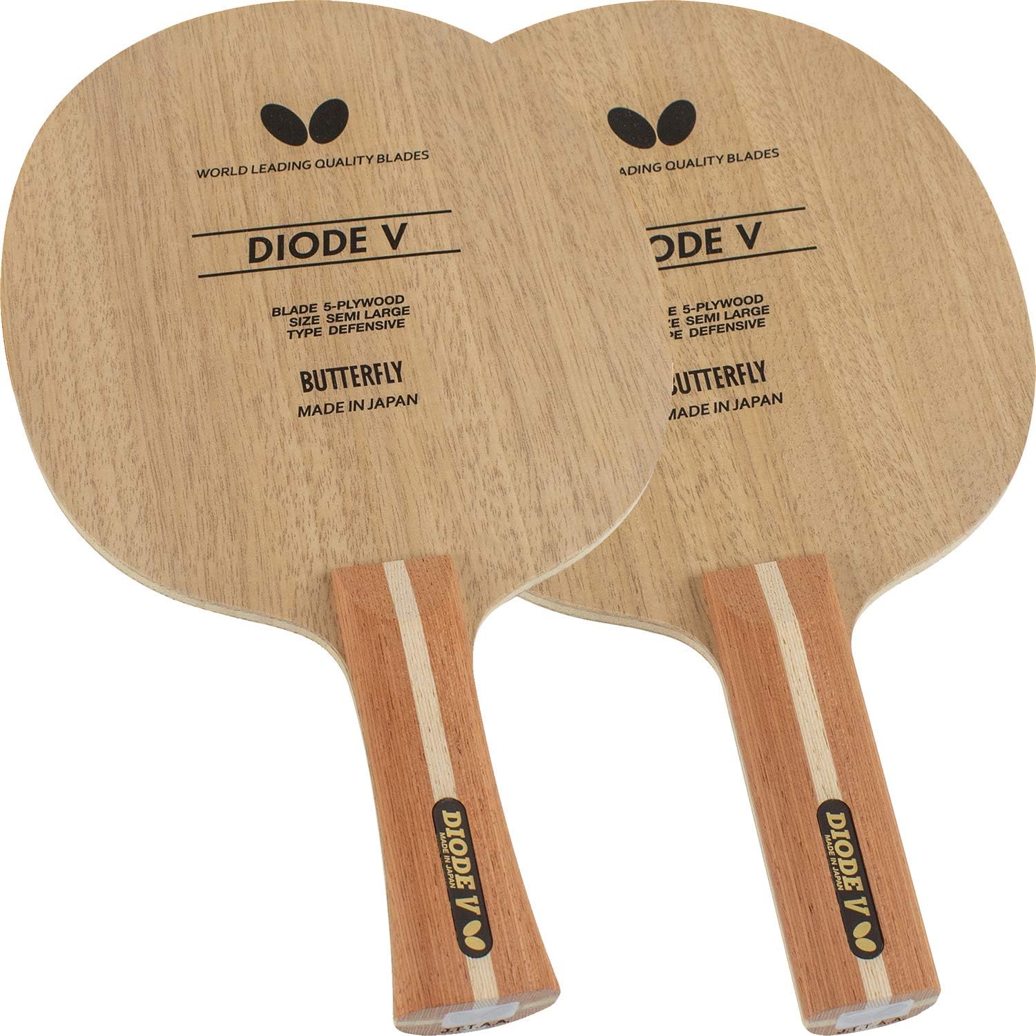 Butterfly Diode V Table Tennis Blade - All-Wood Chopper/Modern Defender Blade - Diode V Blade - Professional Table Tennis Blade - Available in FL and ST Handle Styles - Made in Japan