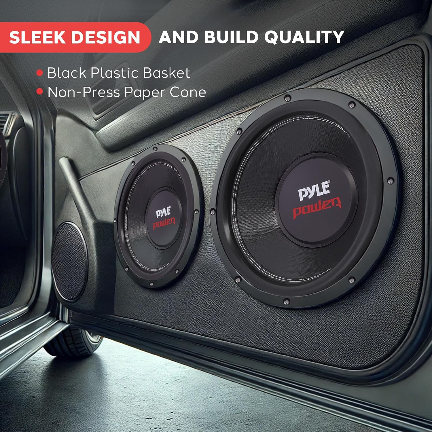 Pyle 8" Car Subwoofer Speaker - 800 Watt Dual 4 Ohm Voice Coil, Treated Foam Surround, Non-Pressed Paper Cone, 60oz Magnet - Powerful Vehicle Audio Bass Woofer for Car Stereo Systems - PLPW8D (Black)