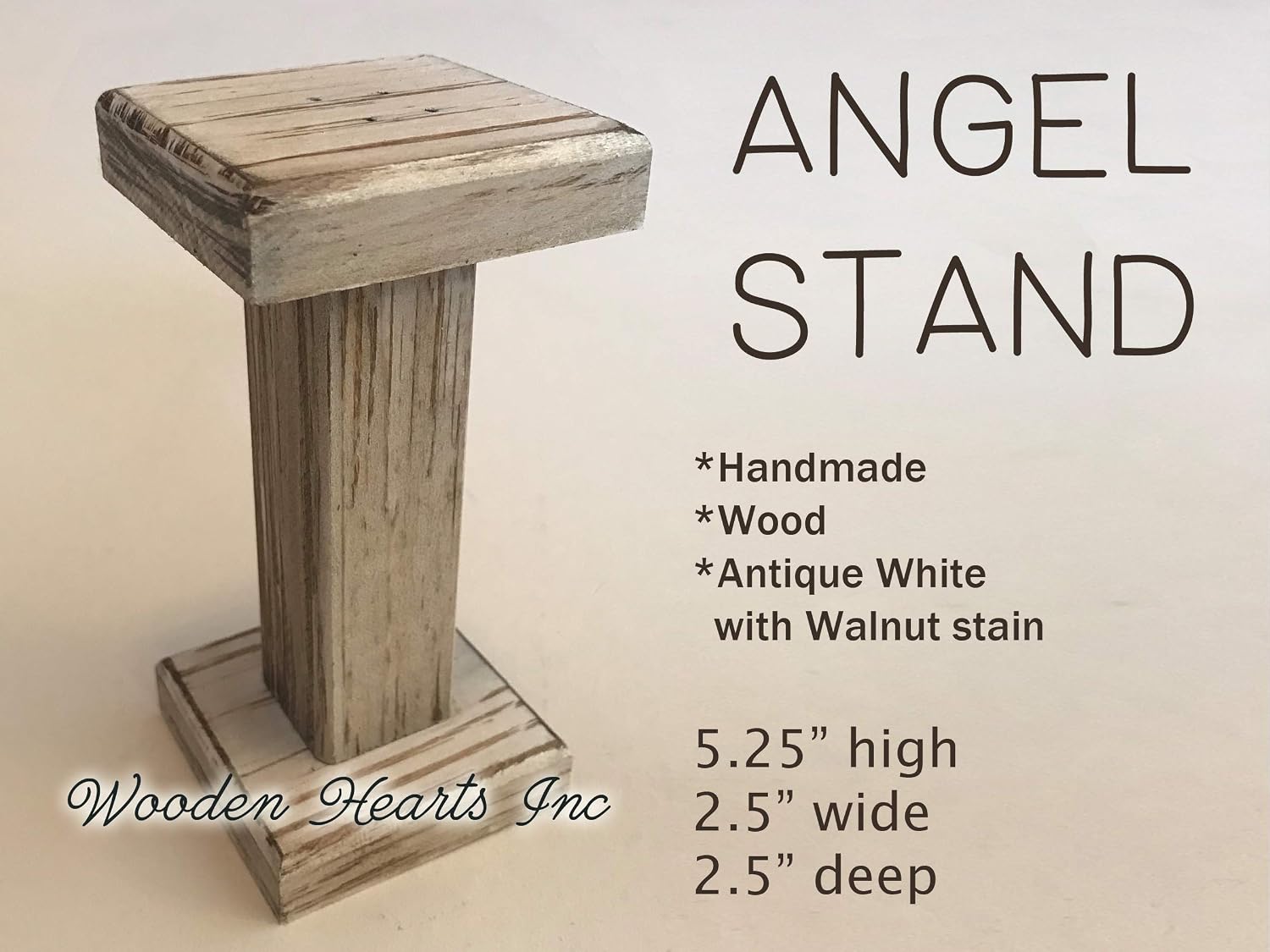 Baby Manger Oak -Angel Stand, Antique White Wood (Fits a Willow Tree Angels and Nativity Figurines)