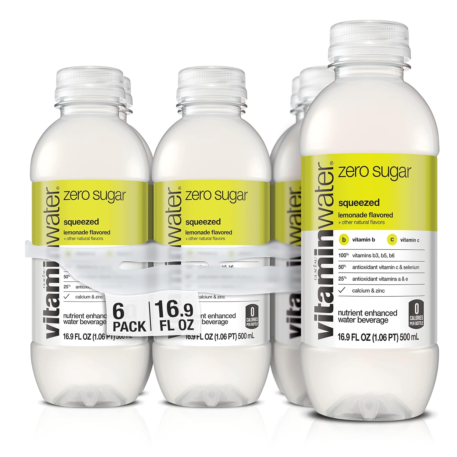 vitaminwater zero sugar squeezed Bottles, 16.9 fl oz, 6 Pack