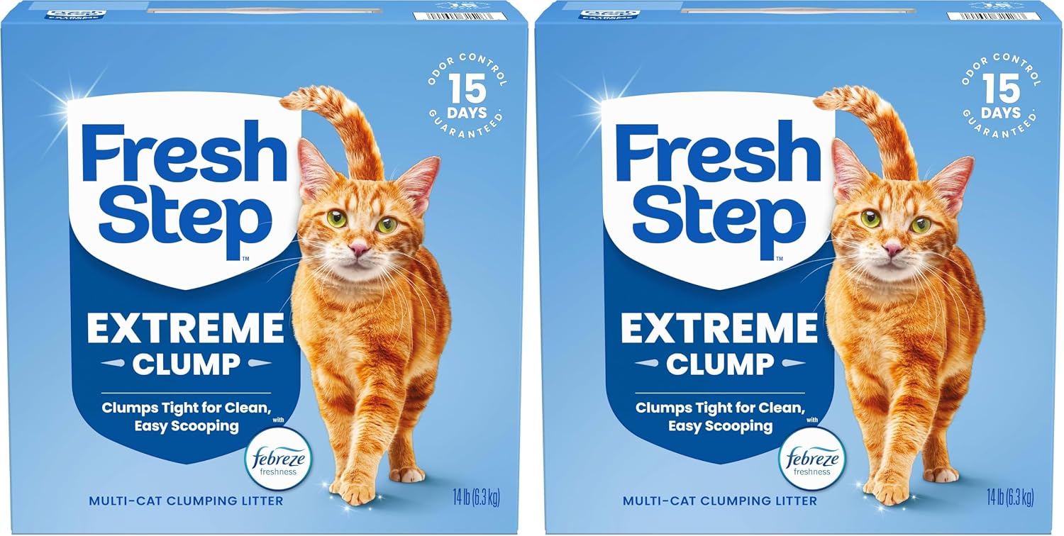 Fresh Step Extreme Clump Multi Cat Clumping Cat Litter, 14 lb. | Forms Tight Clumps, Easy To Scoop, Scented, Ammonia Block Technology, Low Dust, Compatible with Most Auto Litter Boxes
