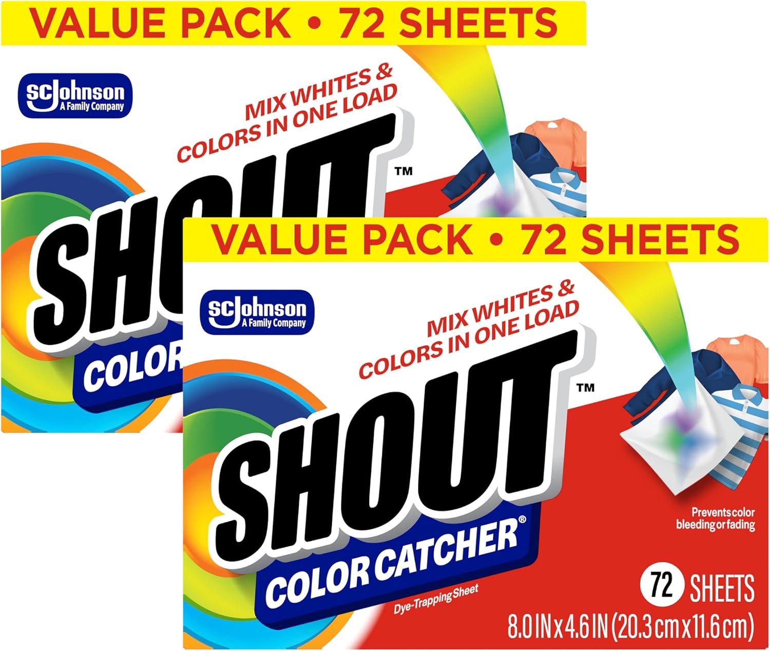 Shout Color Catcher Sheets for Laundry, Maintains Clothes Original Colors, 72 Count