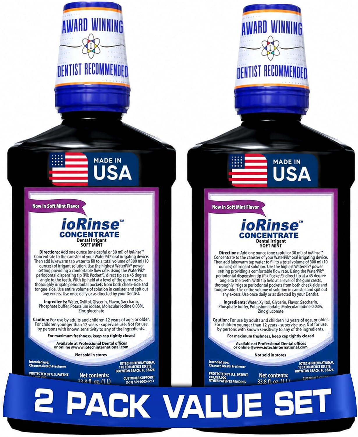 ioRinse RTU Halitosis Mouthwash, Molecular Iodine Oral Rinse, Soft Mint, 1L