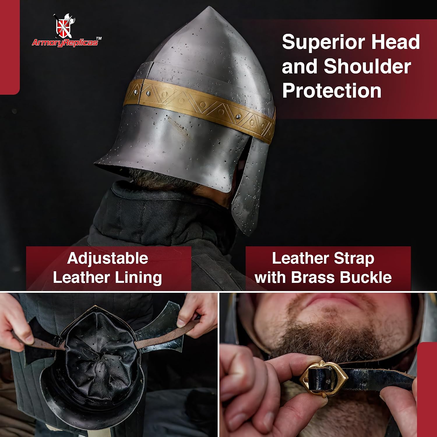 Armory Replicas Maximus Roman Gladiator Blackened 18g Helmet