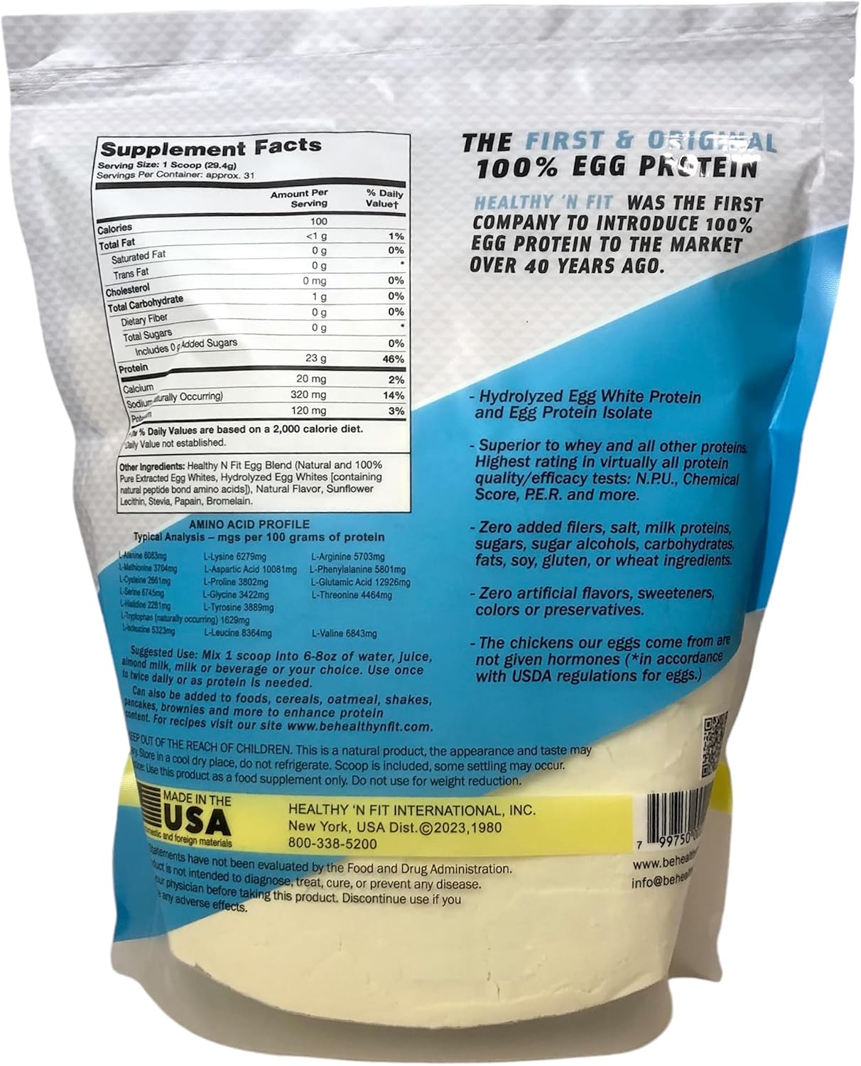 Healthy 'N Fit 100% Egg Protein- Vanilla Ice Cream (2lb): 100% Egg White Protein Plus Natural Peptides. Pure, All Naturally Sweetened Protein