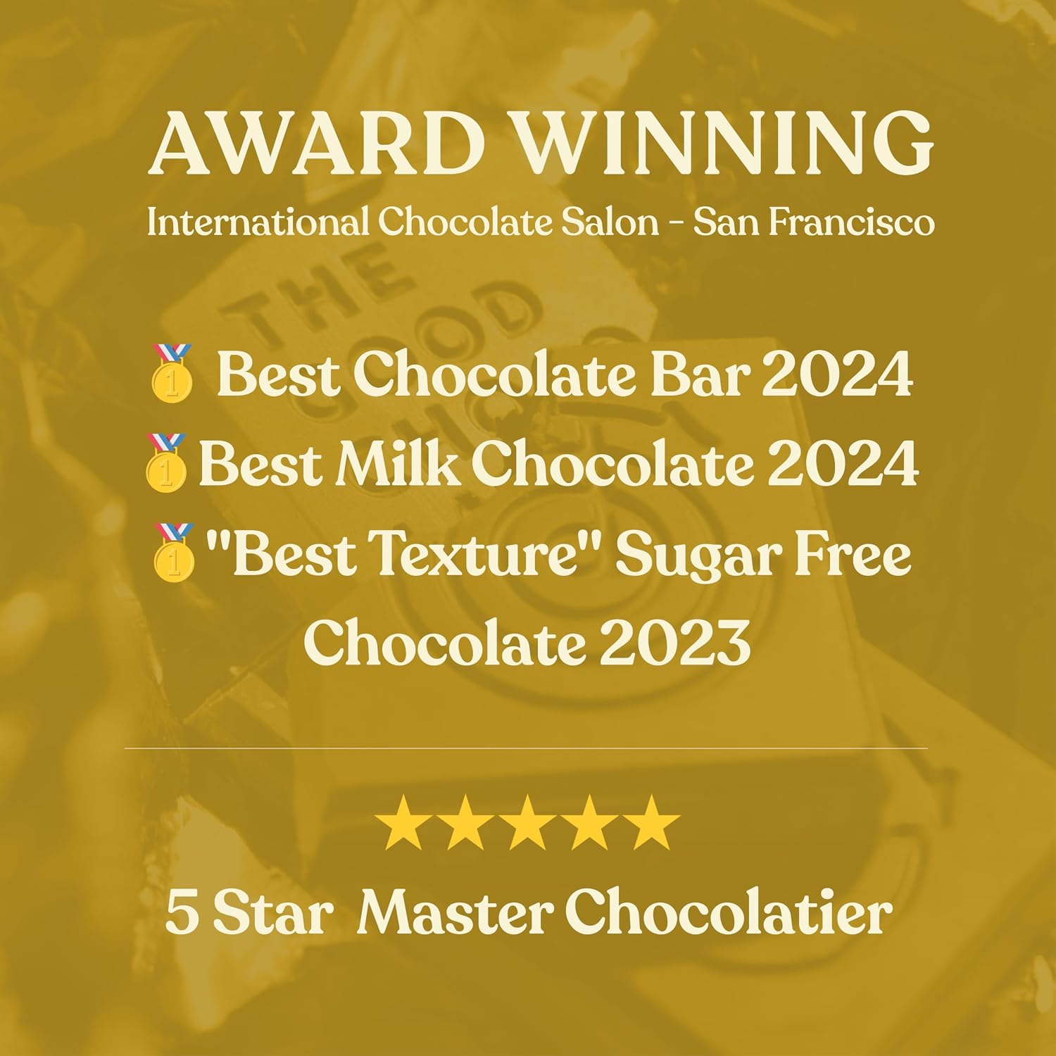 THE GOOD CHOCOLATE – Dark Chocolate Bars with Zero Sugar & Lower Net Carbs – Keto Chocolate Bar with Lower Calories, All Natural and Non-GMO Keto Snacks, 2.5 oz (6 Bars Value Pack)