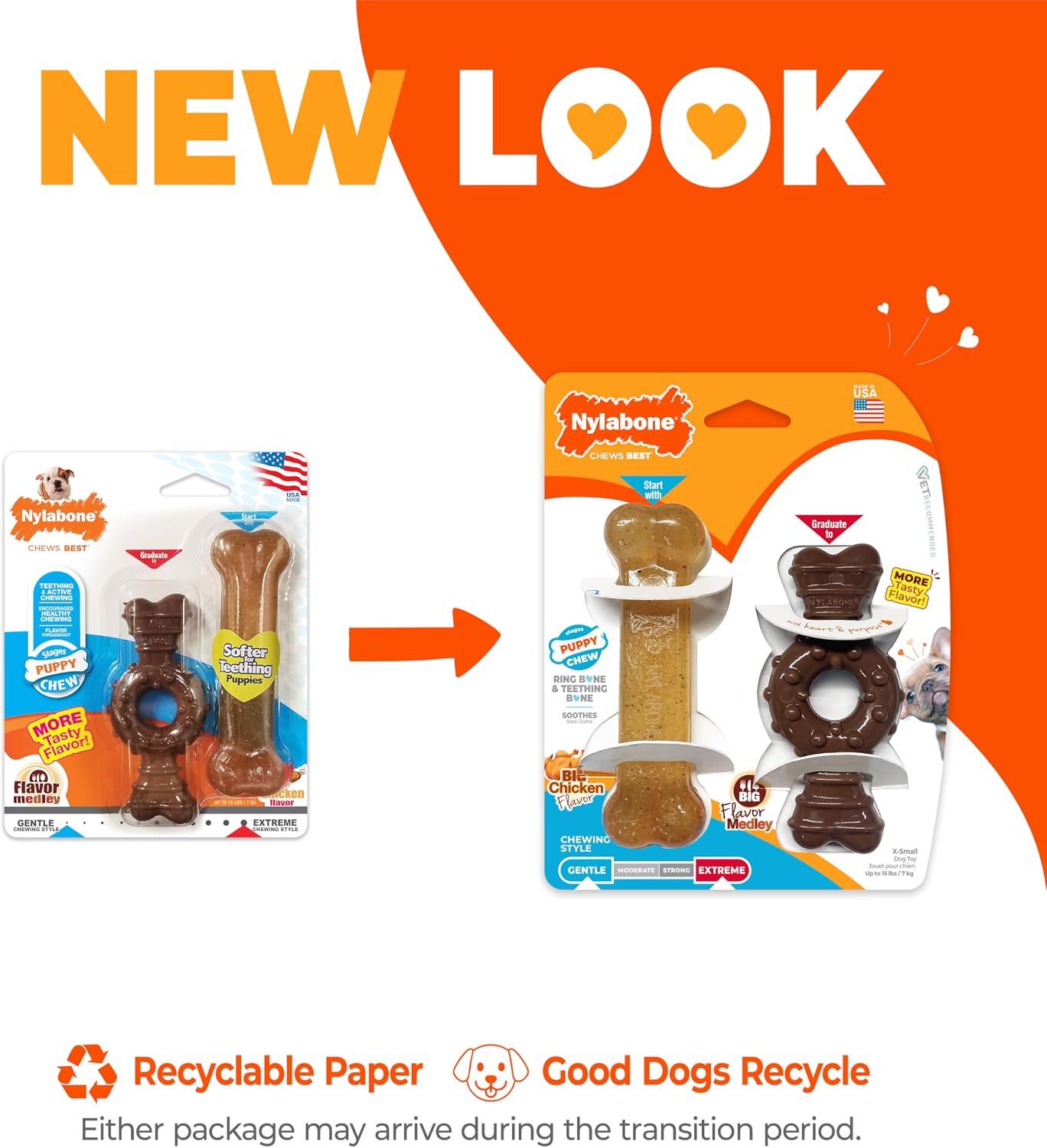 Nylabone Puppy Chew Teething Ring Bone Dog Toy, Chicken Flavor, X-Small | Soothing teething toys for puppies, puppy enrichment, & teething relief, freezable for added comfort, dogs up to 15 lbs