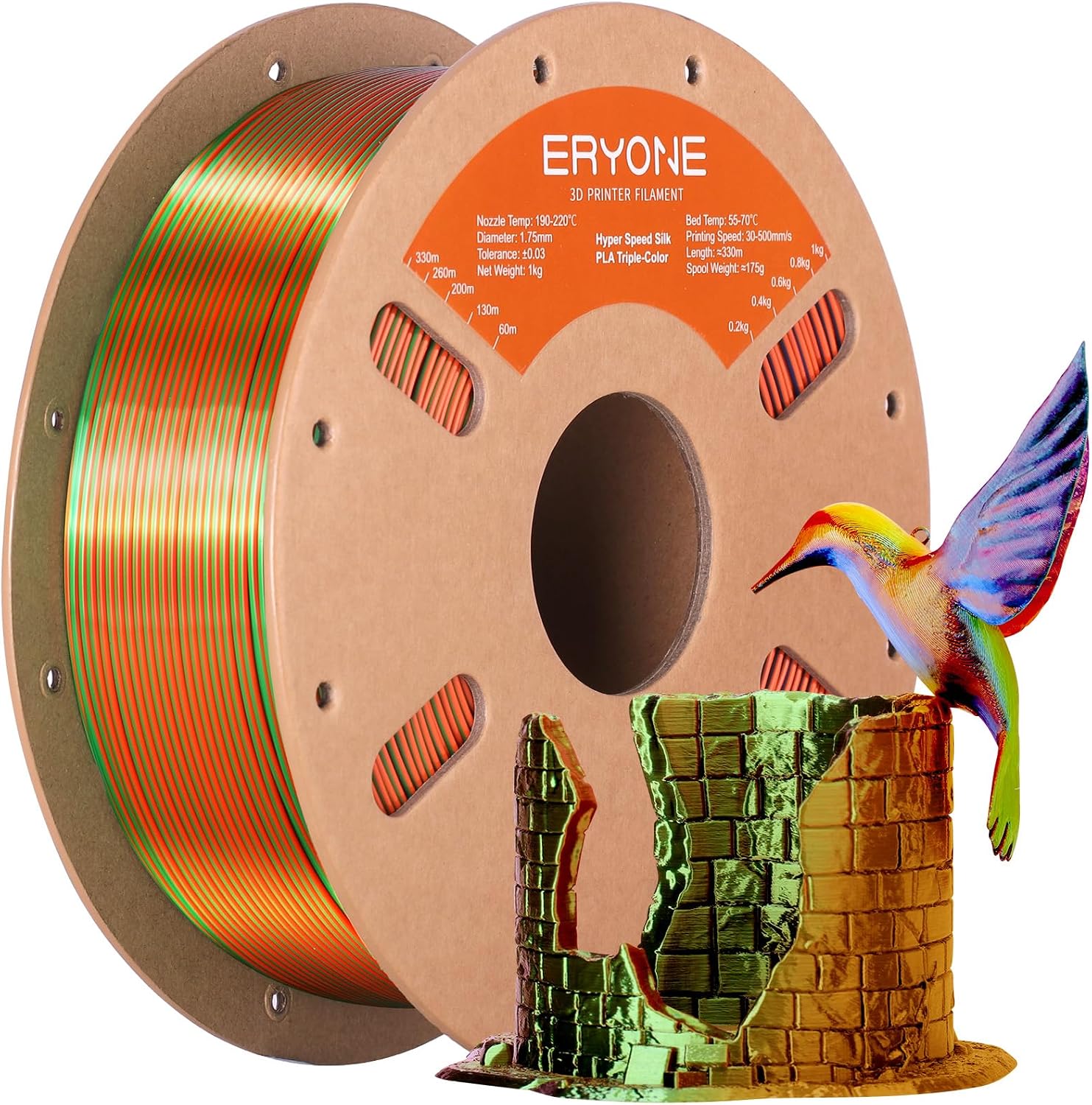 ERYONE Silk Filament PLA+ 1.75mm Upgraded Shiny 3D Printer Filament, Gloss Finish, Fit Most FDM Printer Stable Printing,1kg (2.2LBS)/Spool, Silver