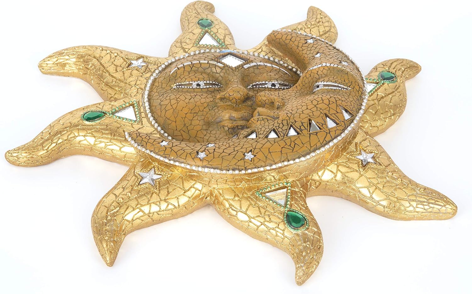George S. Chen Imports Polyresin Orange Mosaic Face Sun with Yellow Mosaic Moon, 13", Multicolor (SS-G-63046)