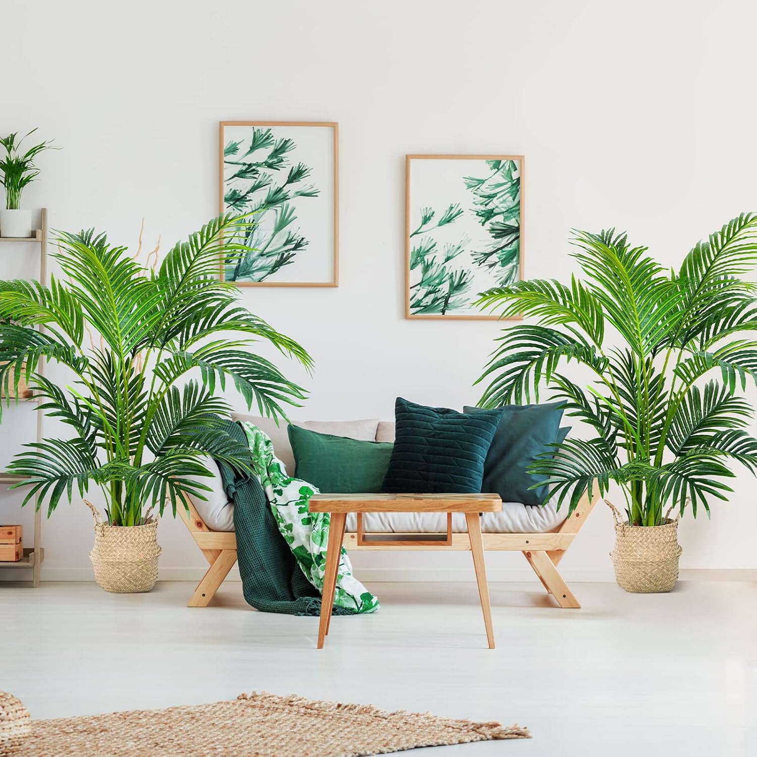 Worth Garden 4ft Artificial Areca Palm Plant, Fake Cane Palm Silk Tree Indoor Outdoor, Dypsis Lutescens