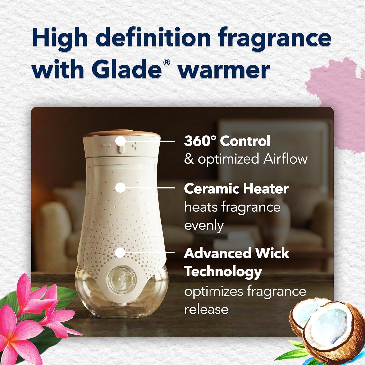 Glade PlugIns Refills Air Freshener Starter Kit, Hawaiian Breeze, Scented and Essential Oils for Home and Bathroom, 0.67 Fl Oz, 1 Warmer + 1 Refill