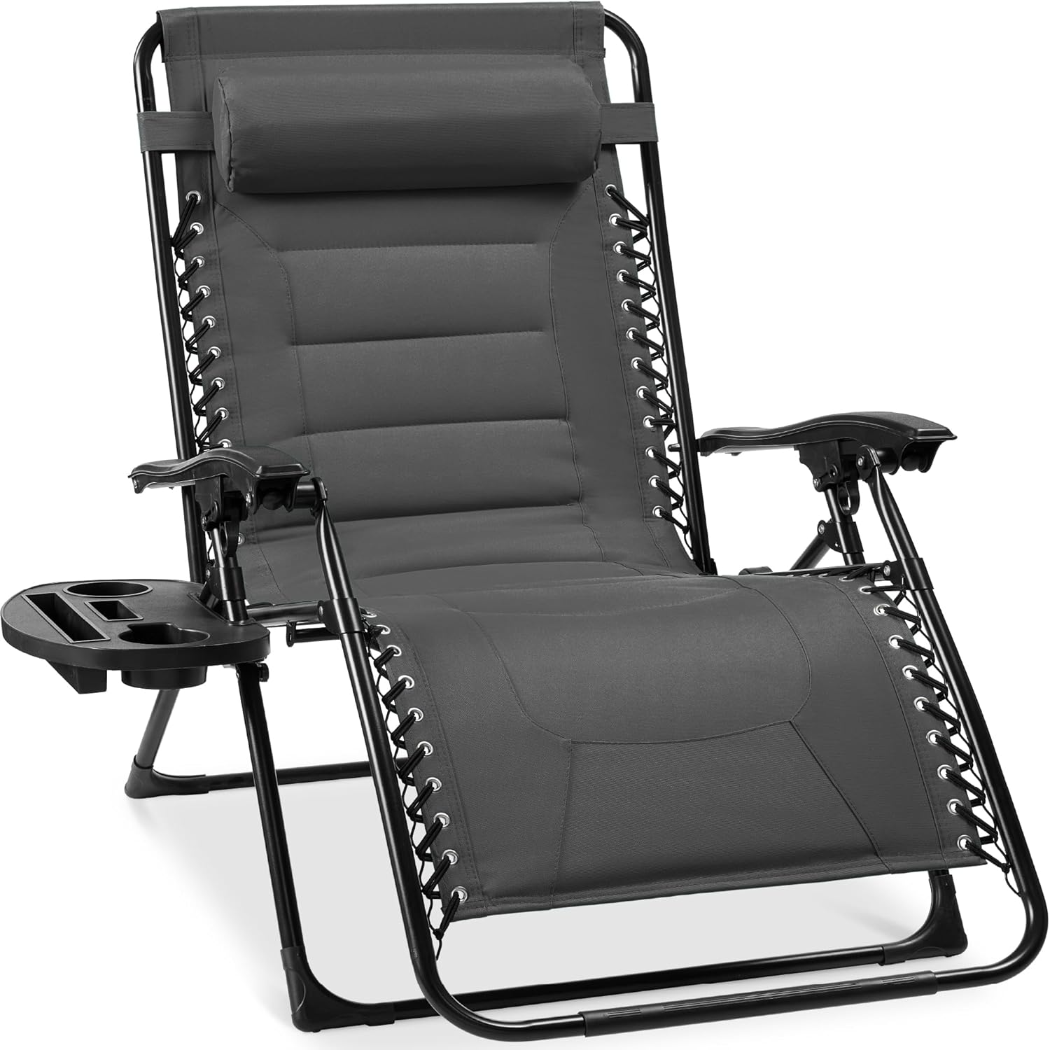 Best Choice Products Oversized Padded Zero Gravity Chair, Folding Outdoor Patio Recliner, XL Anti Gravity Lounger for Backyard w/Headrest, Cup Holder
