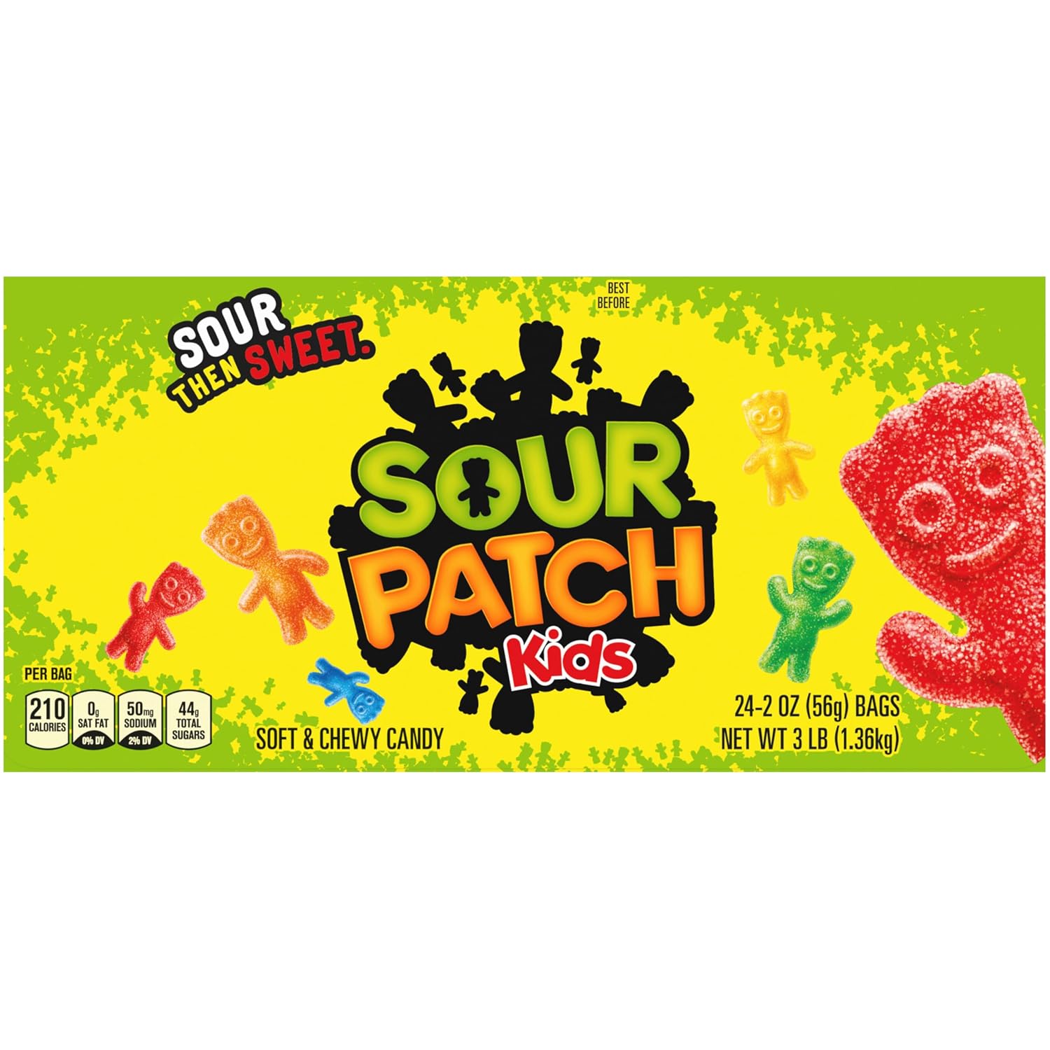 SOUR PATCH KIDS Soft & Chewy Gummy Candy, Bulk Candy, 24 - 2 oz Bags