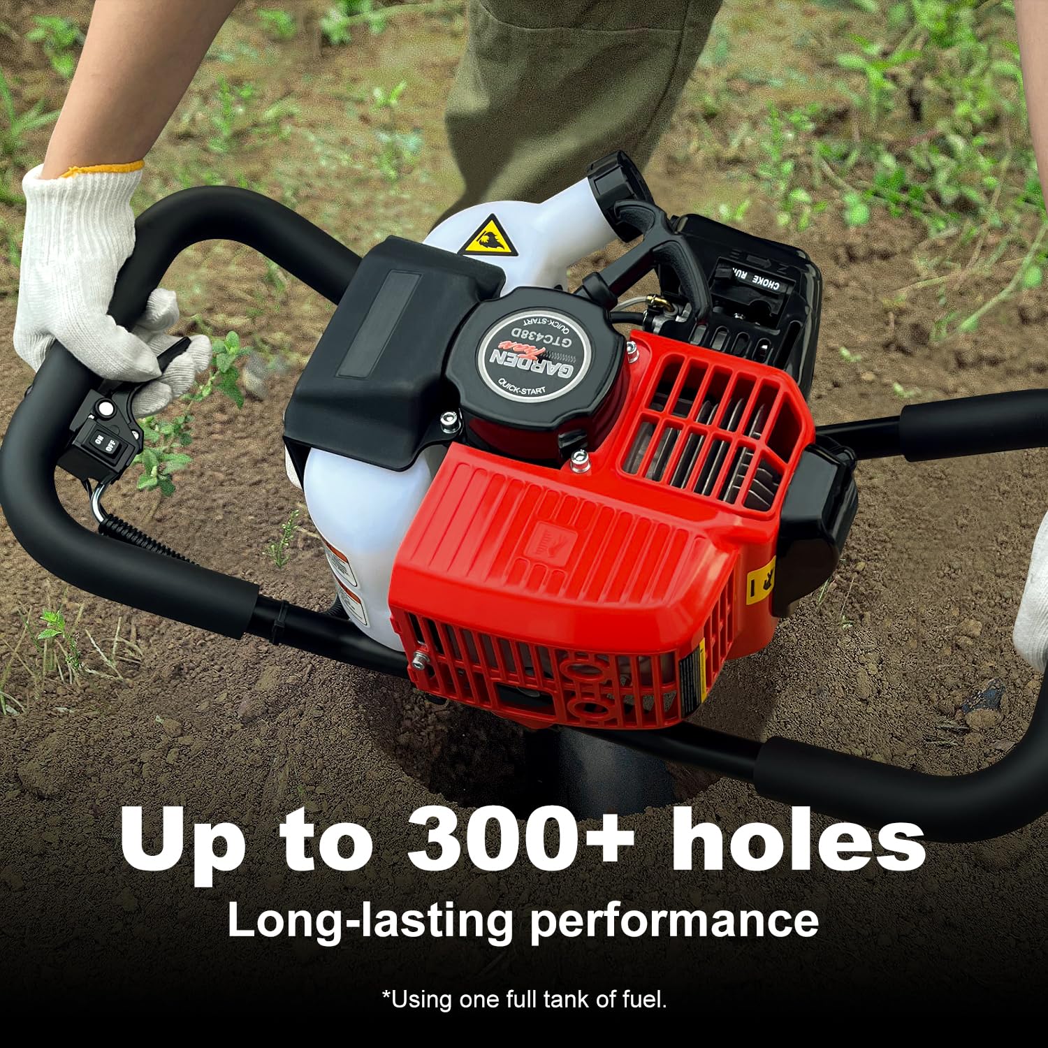 GardenTrax Earth Auger Combo 43cc 2cycle Powerhead with 8 Inch Auger Drill Bit EPA Compliant Post Hole Digger
