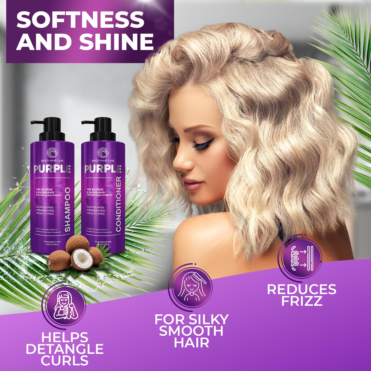 Moroccan Argan Oil Shampoo and Conditioner Set - Sulfate Free, Anti Frizz Hydrating Care for Women - Deep Moisturizing Treatment for Color, Keratin Treated, Curly, Damaged and Dry Hair