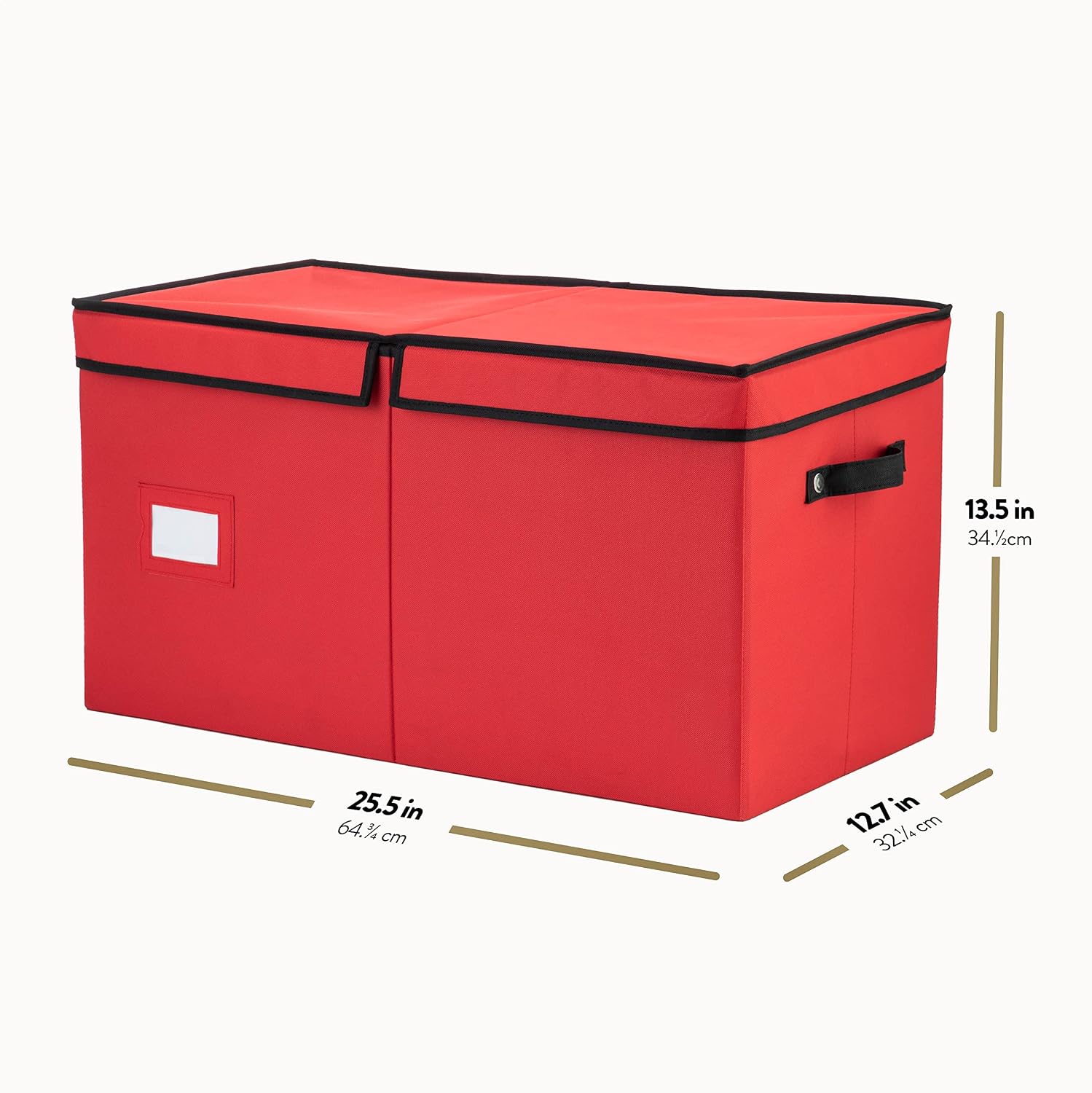 Zober Christmas Ornament Storage Box - Stores 64 Ornaments - Non-Woven, Tear- Proof Christmas Ornament Storage Containers - 3 Inch Cube Compartments - Red
