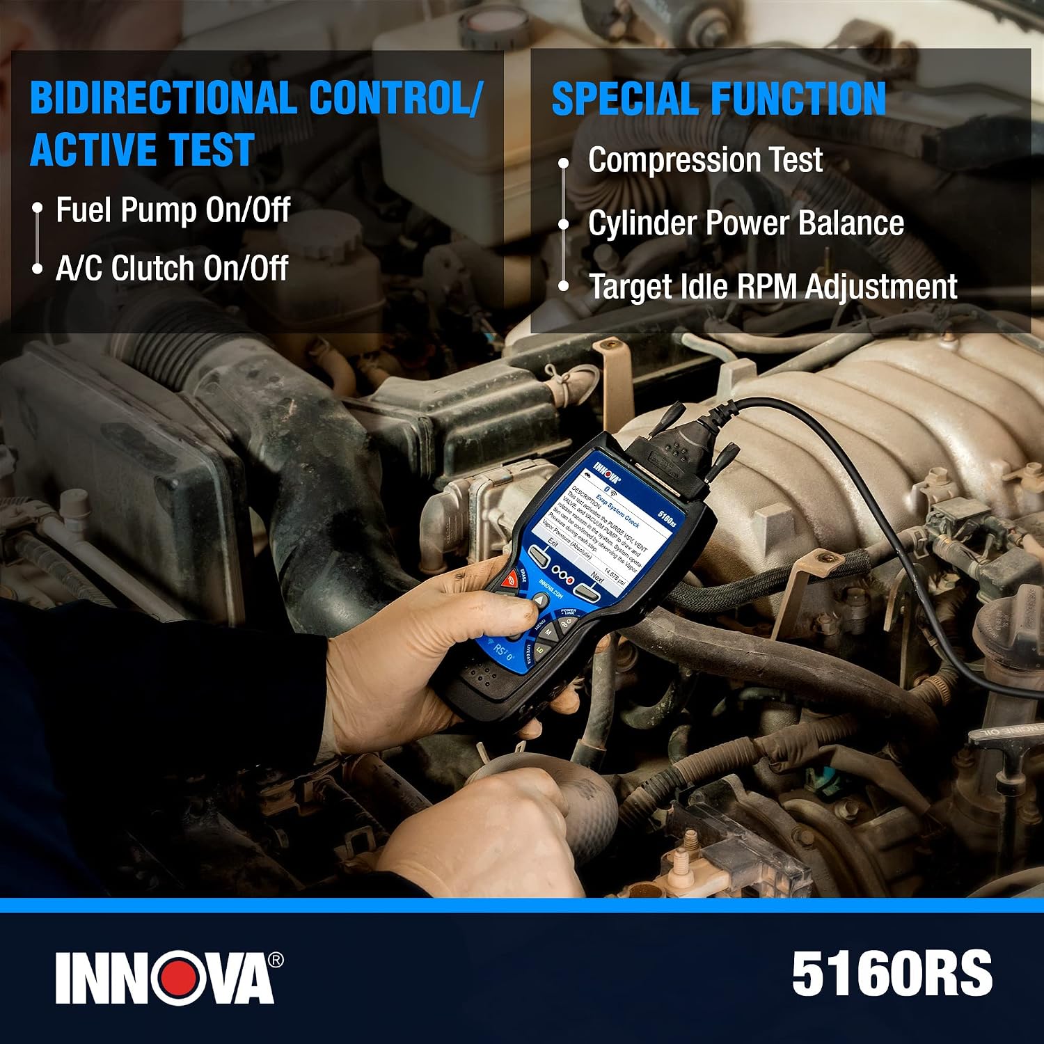 INNOVA 5160RS, OBD2 Bidirectional Scan Tool, OE-Level All System Diagnostics, Reset Oil Light/Battery/EPB/SAS/DPF, Mechanic Recommended Fixes & Parts