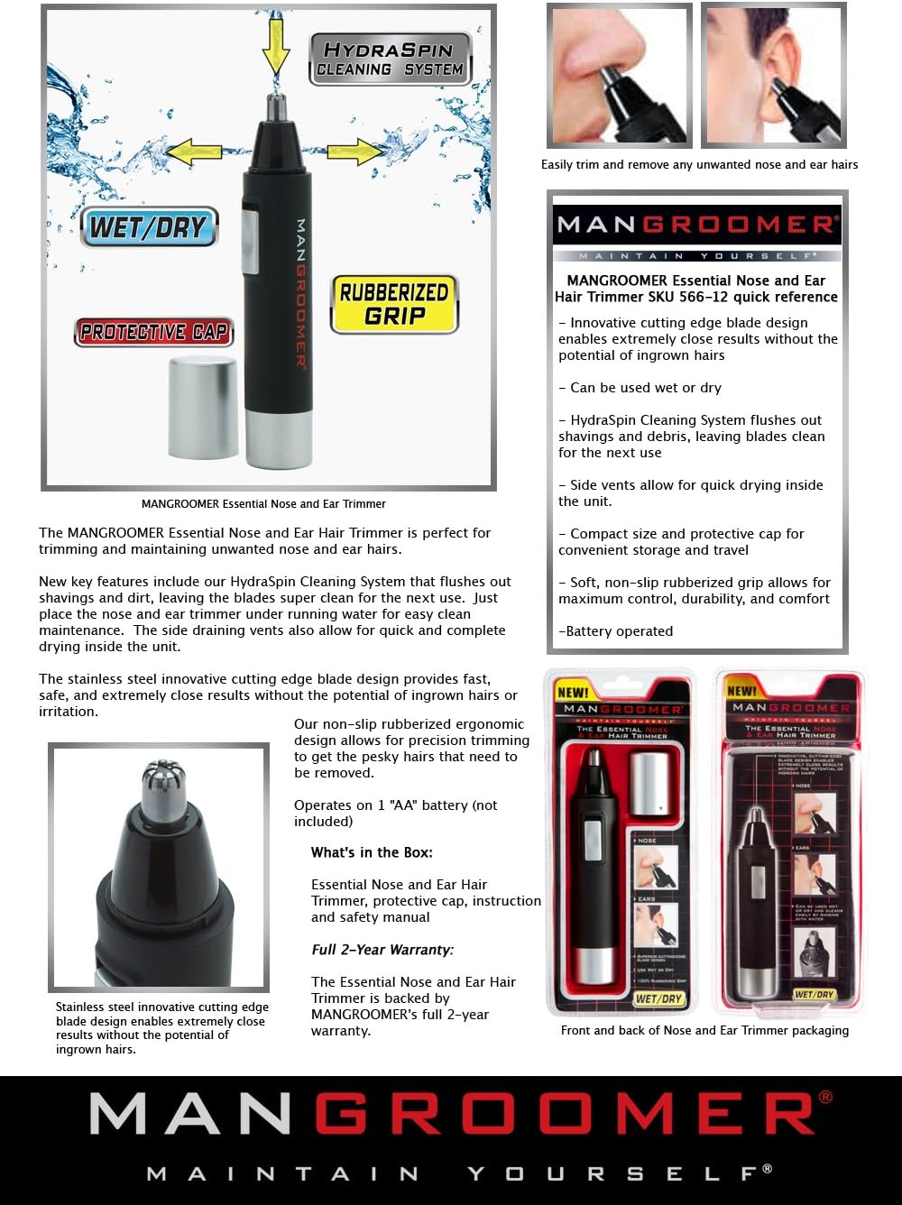 MANGROOMER PRO Essential Nose and Ear Hair Trimmer