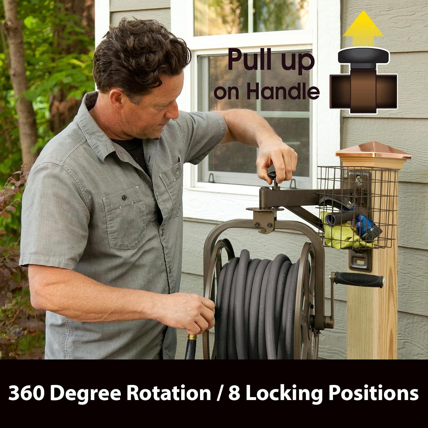 Liberty Garden 710 Navigator Rotating Garden Hose Reel, Holds 125-Feet of 5/8-Inch Hose - Bronze