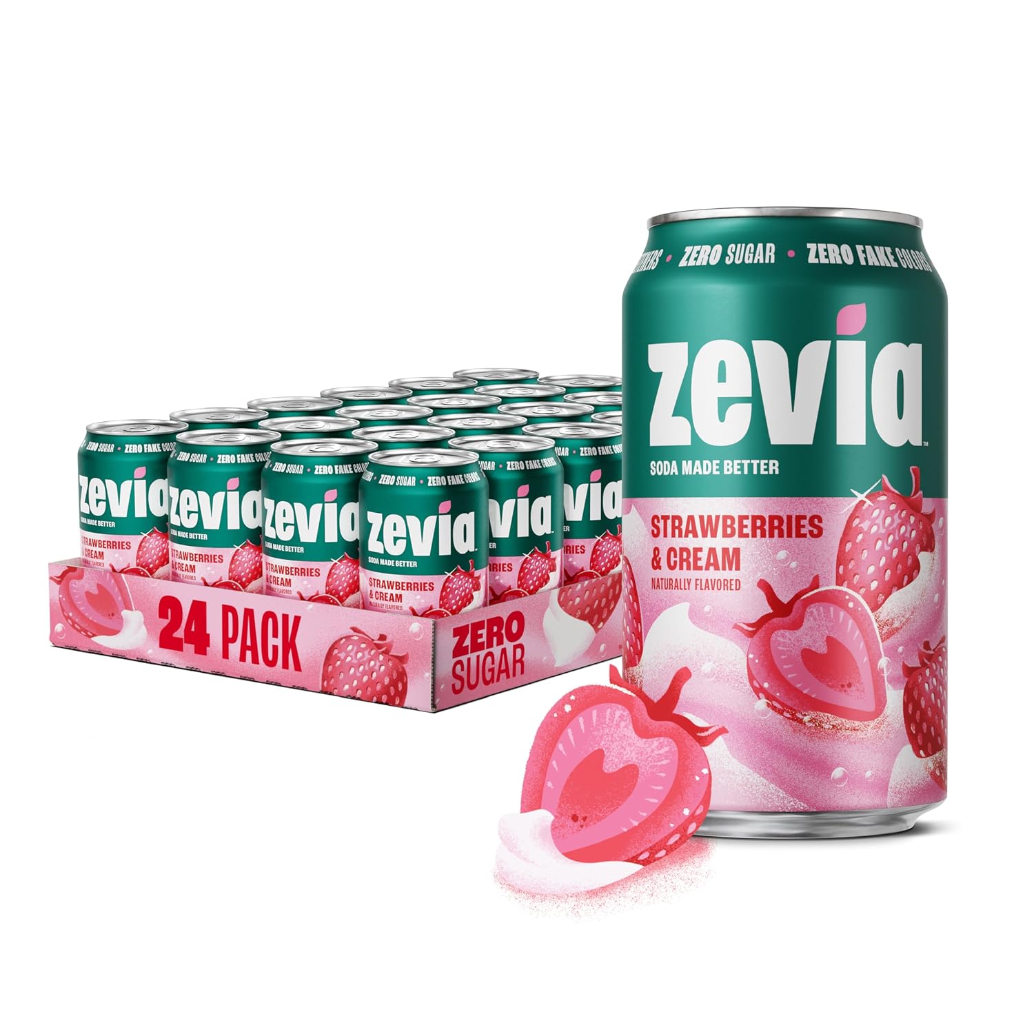 Zevia Zero Sugar Soda, Orange Creamsicle, 12 oz Cans (24-Pack) – Caffeine Free, Naturally Sweetened, No Calorie Soda - Non-GMO Project Verified, Gluten-Free, Vegan