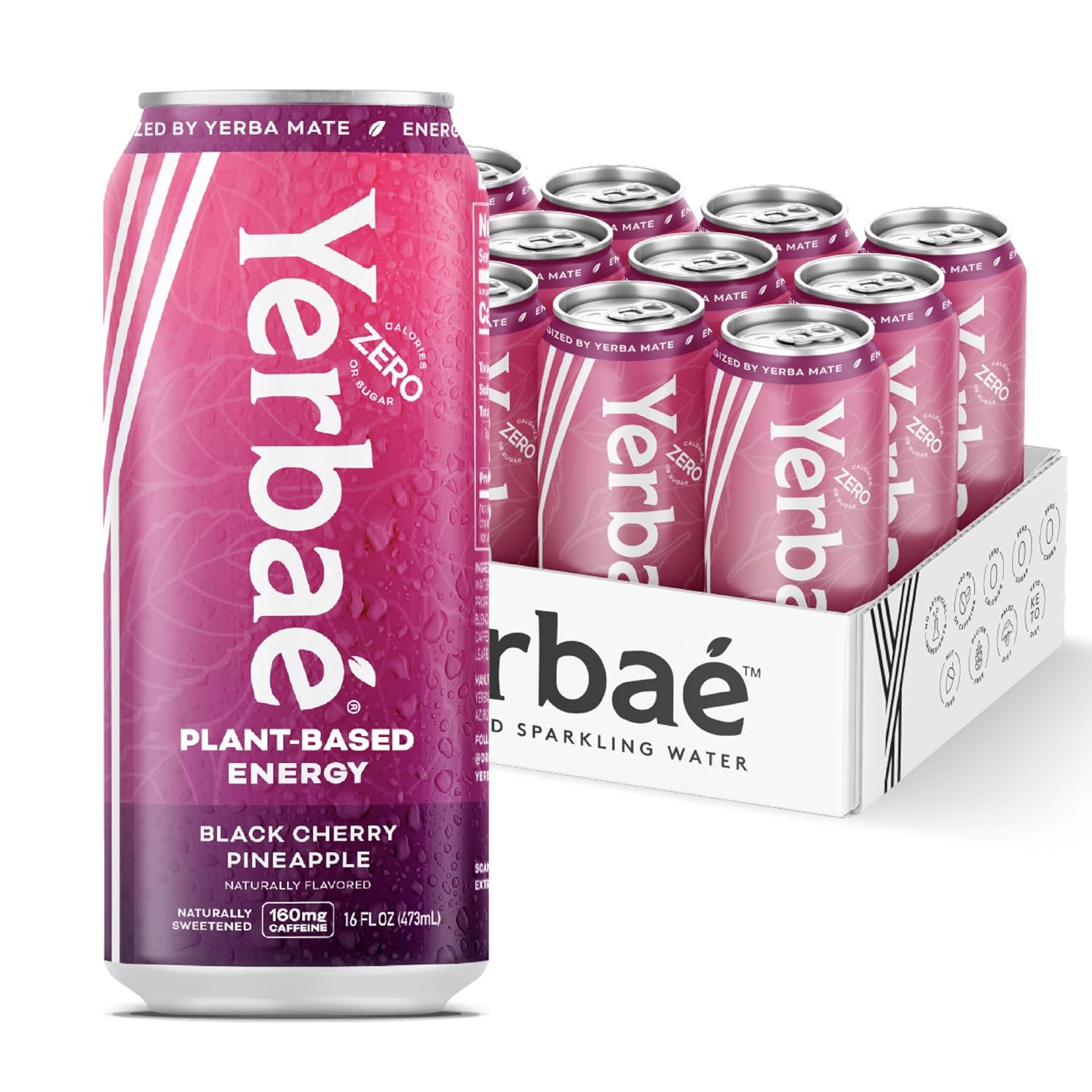 Yerbaé Energy Seltzer - Variety Performance Pack. No Sugar/Calories/Carbs. Energized by Yerba Mate Naturally Caffeinated Plant-Based, Healthy Alternative to Coffee/Sugary Sodas, Pack of 12, 12oz cans