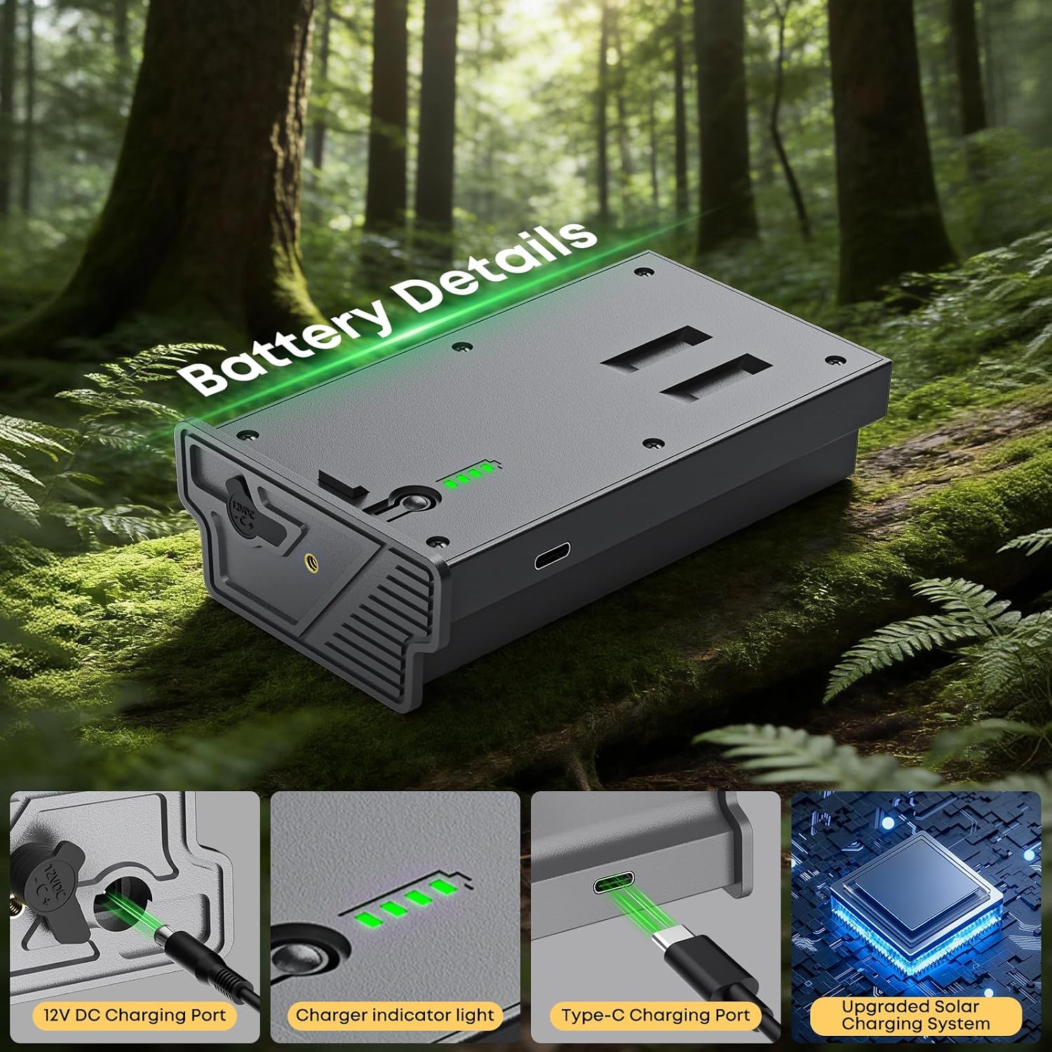 Rechargeable Reveal Lithium Battery Pack for Tactacam Trail Camera Reveal X Pro 3.0, X Gen 3.0, 2.0, Pro, SK, XB, X, Upgraded Solar Panel