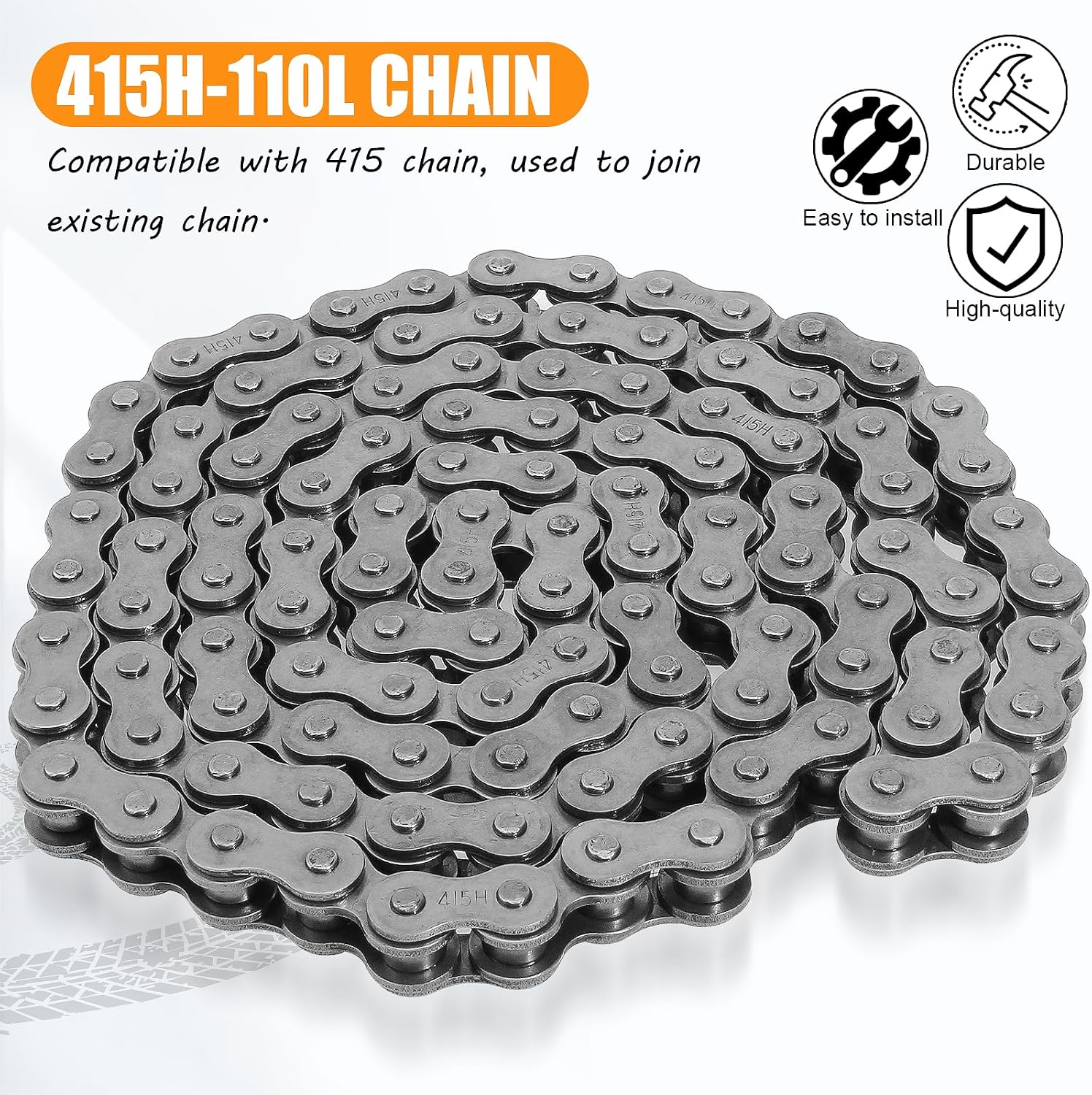 415 415H Chain 110L Link Heavy Duty for 49cc 50cc 60cc 66cc 70cc 80cc 2-stroke 4-stroke Engine Motor Motorized Bicycle Pit Dirt Mini Bike Scooter