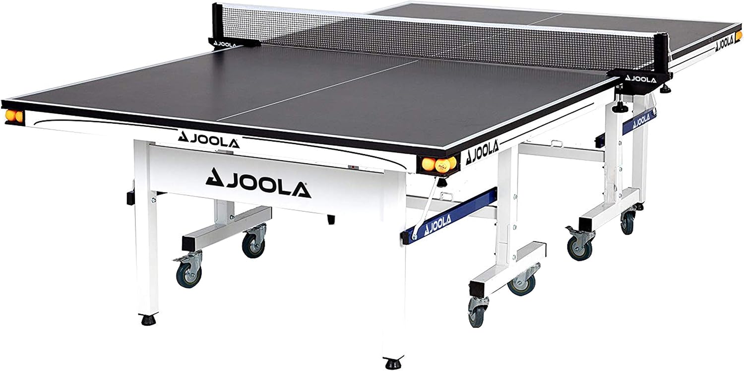 JOOLA Rally TL Professional MDF Indoor Ping Pong Table w/Quick Clamp Table Tennis Net & Post Set - 10 Minute Easy Assembly - Corner Ball Holders - Tournament Quality - Includes Playback Mode