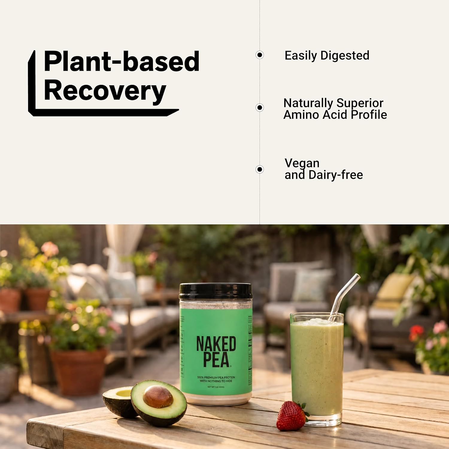 NAKED Pea - 5LB 100% Pea Protein Powder from North American Farms - Unflavored Vegan Pea Protein Isolate - NSF Certified, Plant Protein Powder, Easy to Digest - 76 Servings
