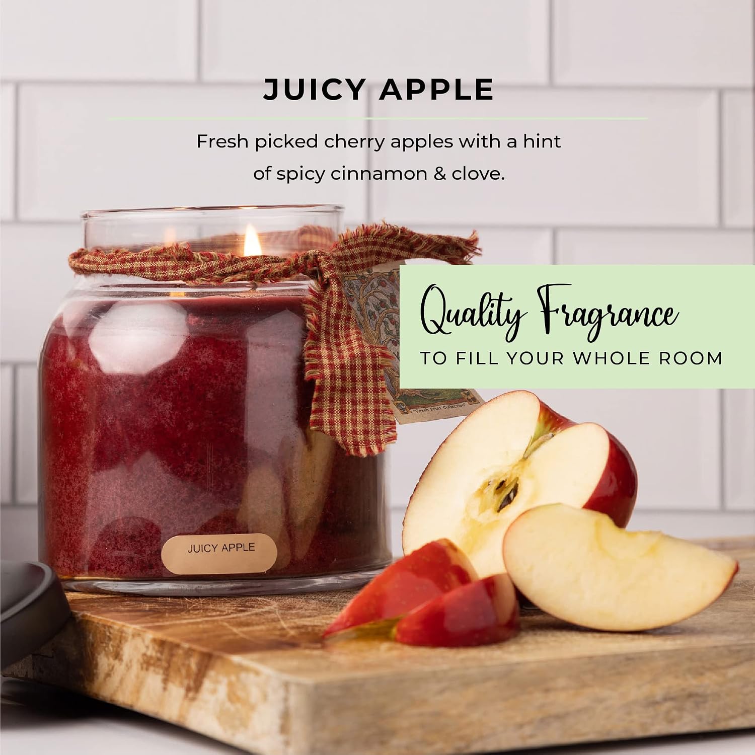A Cheerful Giver - Juicy Apple - 34oz Papa Scented Candle Jar with Lid - Keepers of the Light - 155 Hours of Burn Time, Gift for Women, Red | Long Lasting Aromatherapy Candle with up to 155 Hours of Burn Time - Gift Ready (34oz)
