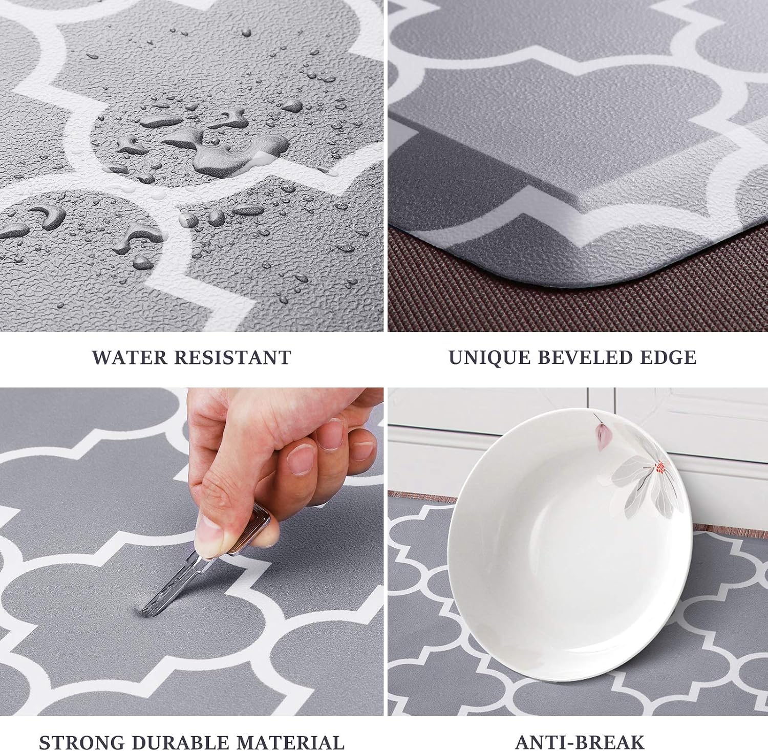 WISELIFE Kitchen Mats and Rugs Cushioned Anti-Fatigue, 17.3"x 60", Grey