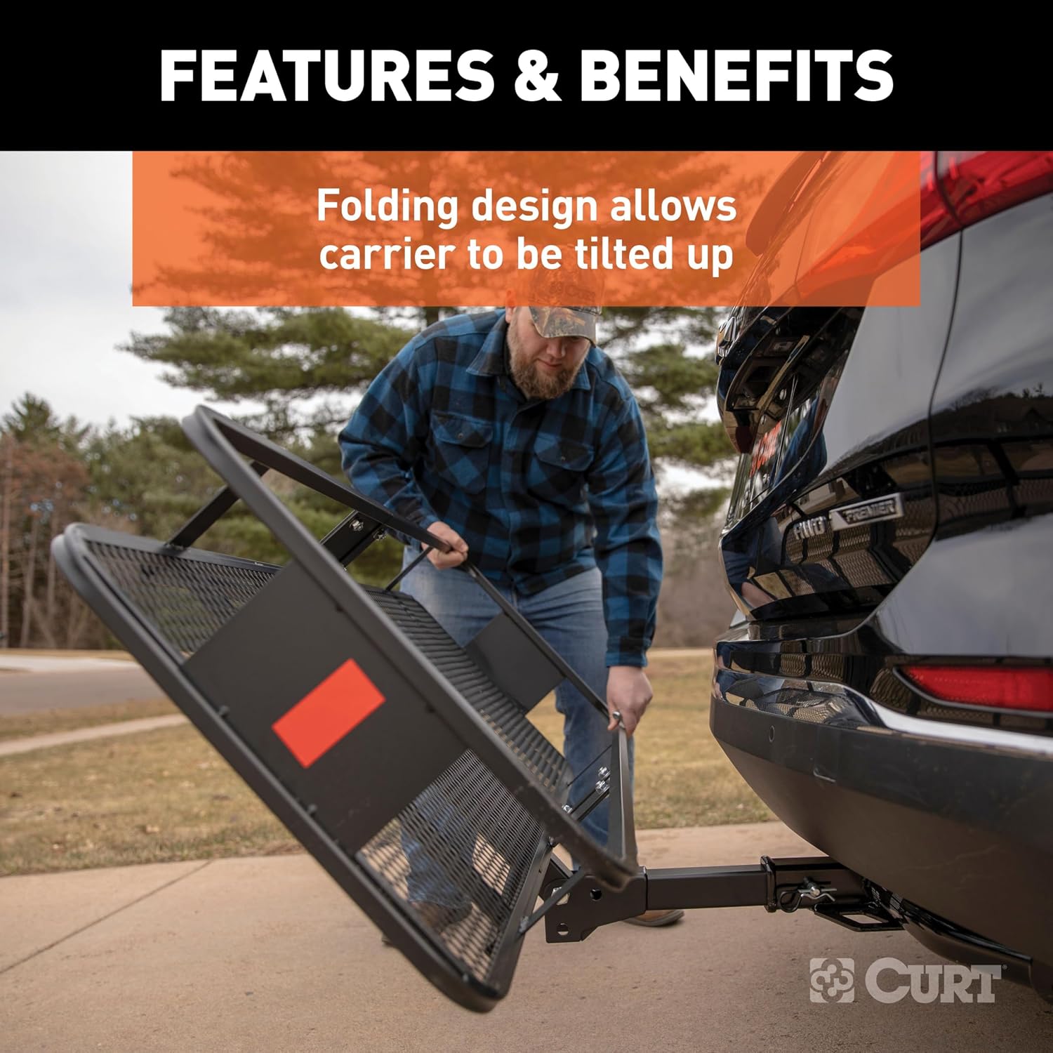CURT 18152 Cargo Basket Hitch Trailer Hitch Cargo Carrier, 500 lbs. Capacity, 60-Inch x 24-Inch x 6-Inch, Fits 2-Inch Receiver