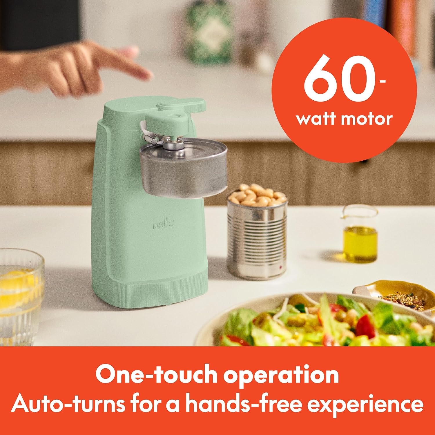 bella Electric Can Opener and Knife Sharpener, Black