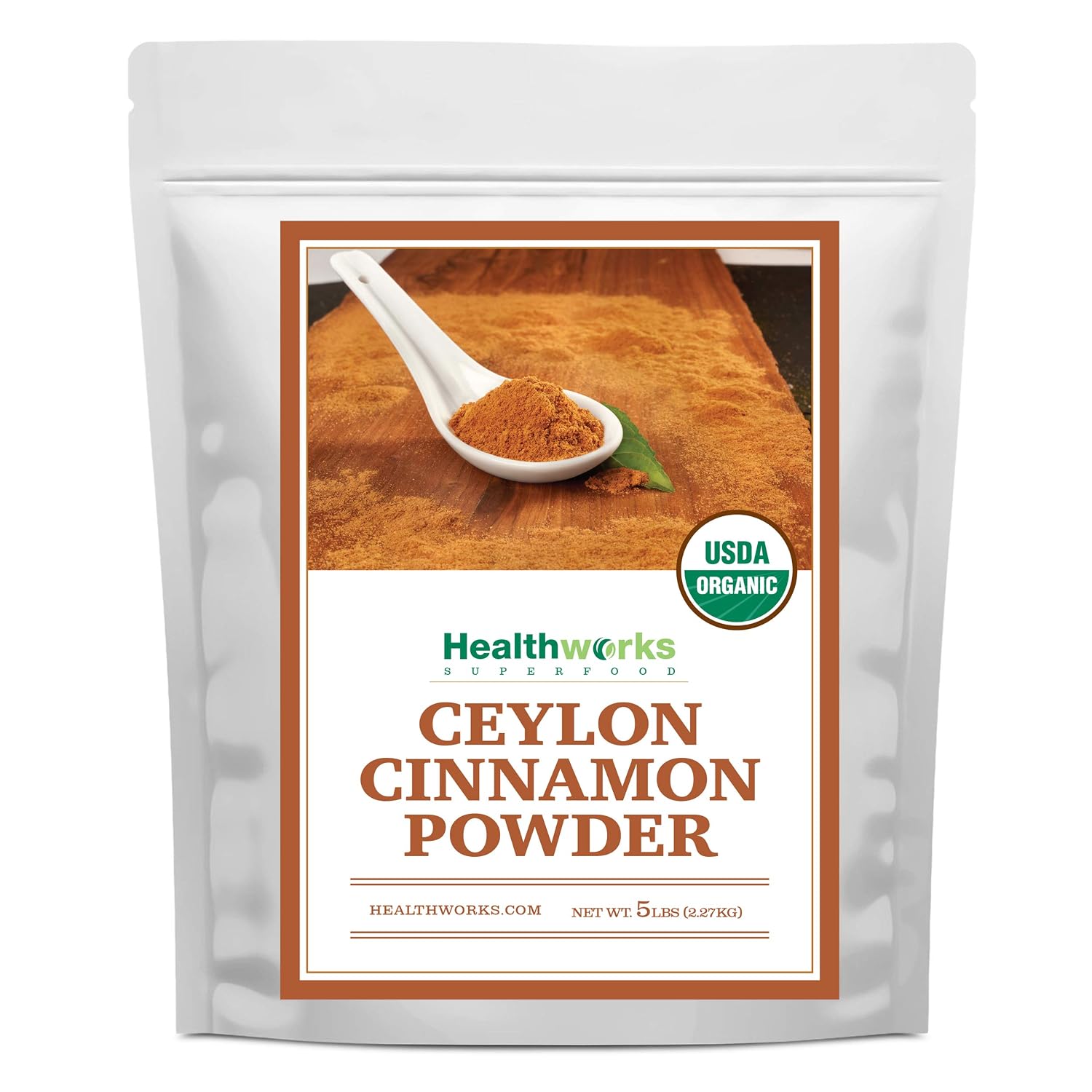 Healthworks Superfoods Organic Ceylon Cinnamon Powder 1 lb Ground Raw Vegan | Organic, Ceylon, Ground, Blood Sugar Support, Non-GMO, Vegan, Keto, For Baking, For Cooking, For Tea, Anti-Inflammatory