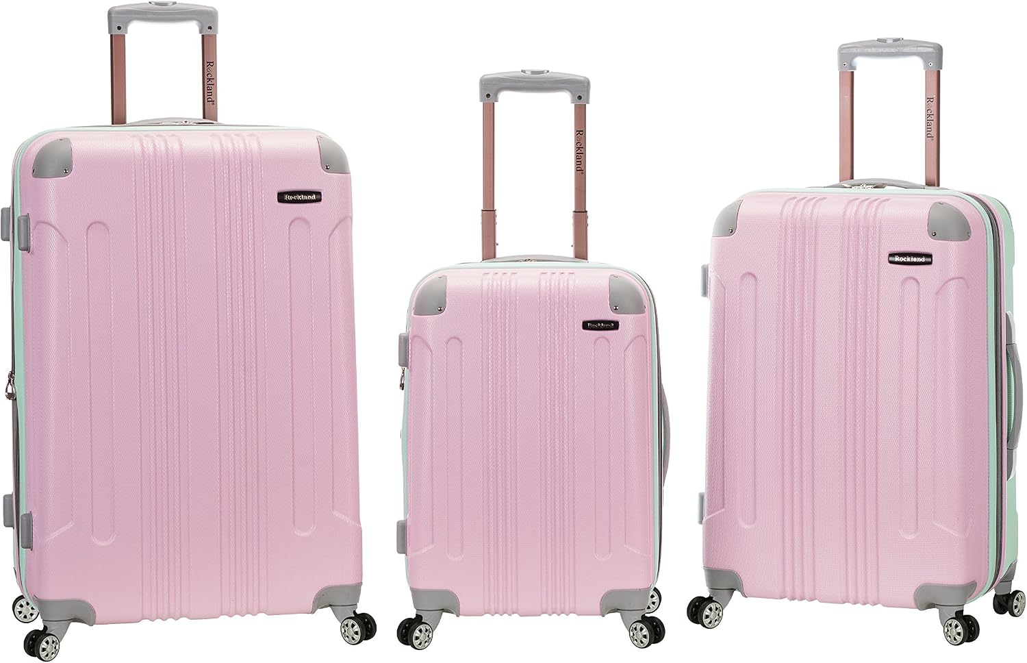 Rockland London Hardside Spinner Wheel Luggage, White, 3-Piece Set (20/24/28)