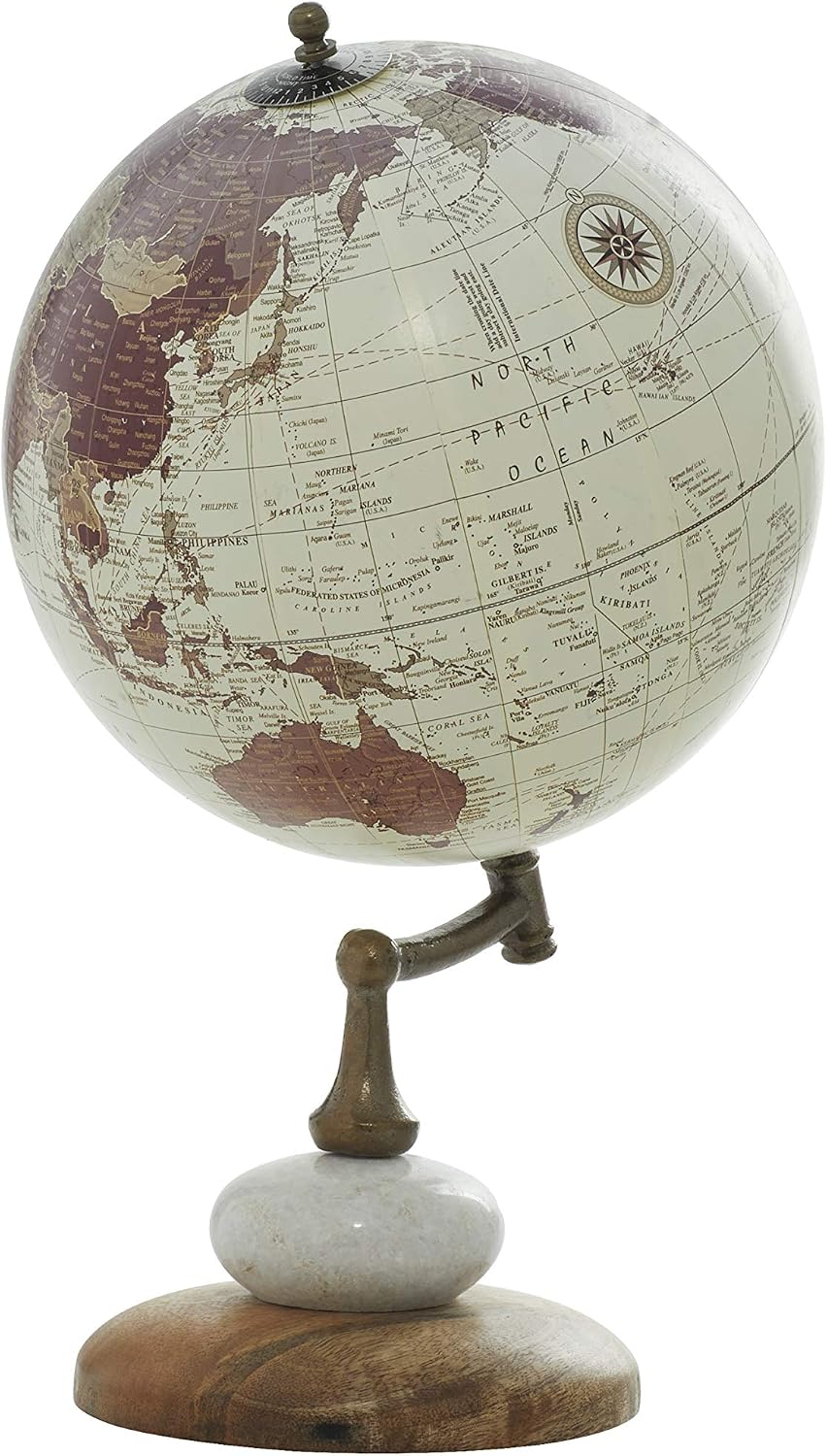 Deco 79 Contemporary Mango Wood Globe Globe, 8" x 8" x 14", Cream