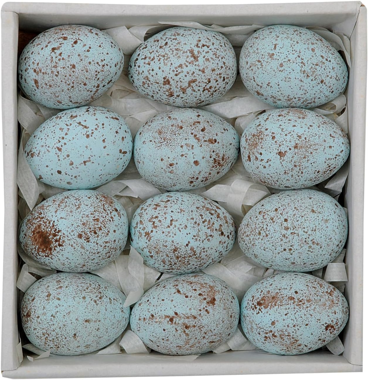 Creative Co-Op Boxed Set of 12 Blue Speckled Ceramic Robin Eggs