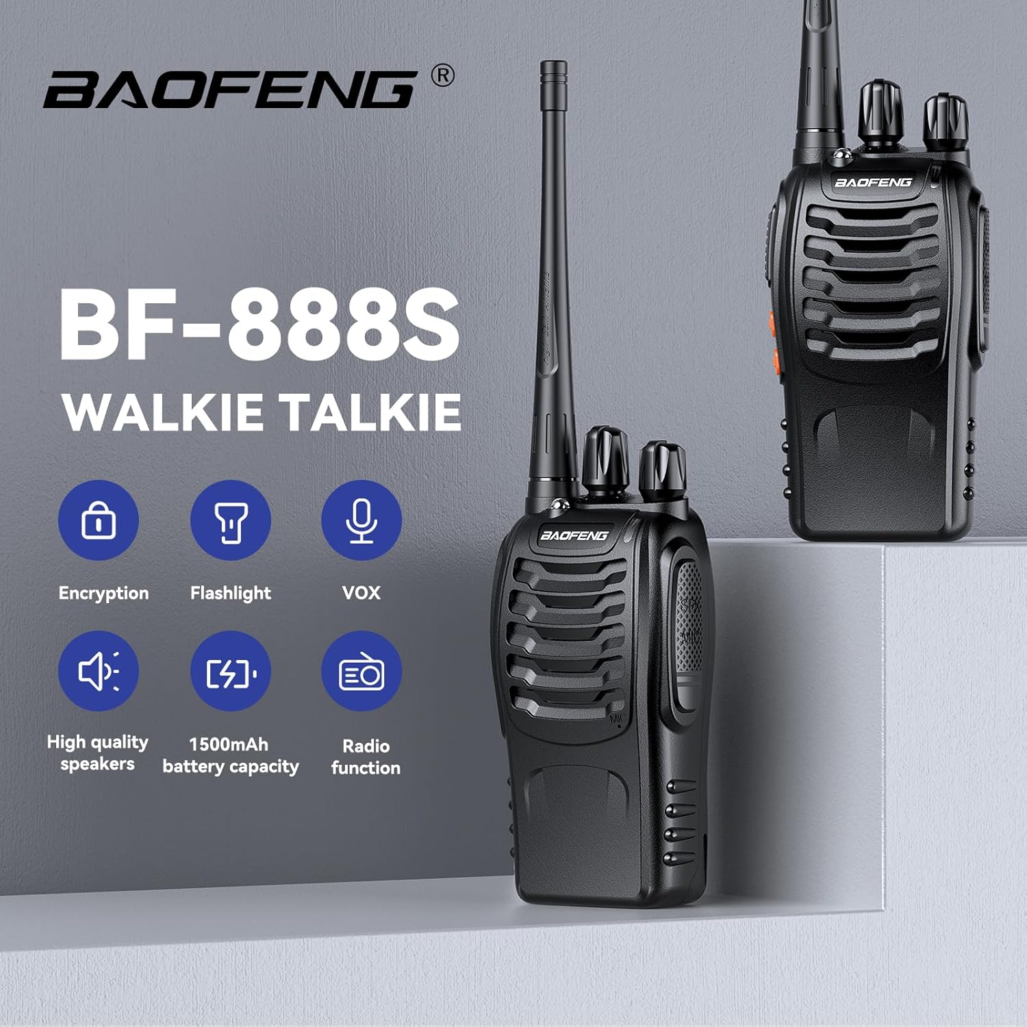 BAOFENG BF-888S Walkie Talkies High-Performance Long Range Two Way Radios for Outdoor Adventures and Team Communication (Pack of 4)