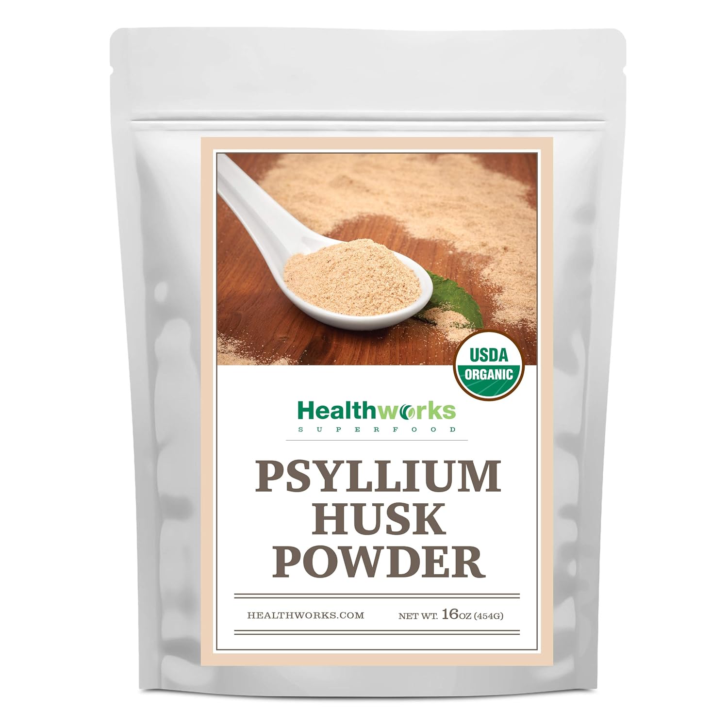 Healthworks Superfoods Organic Psyllium Husk Powder 2 lb Keto Soluble Fiber | Organic, Powder, 1 lb, Soluble Fiber, Digestive Support, Keto, Non-GMO, Vegan, For Gut Health, Prebiotic, Gluten-Free, Paleo