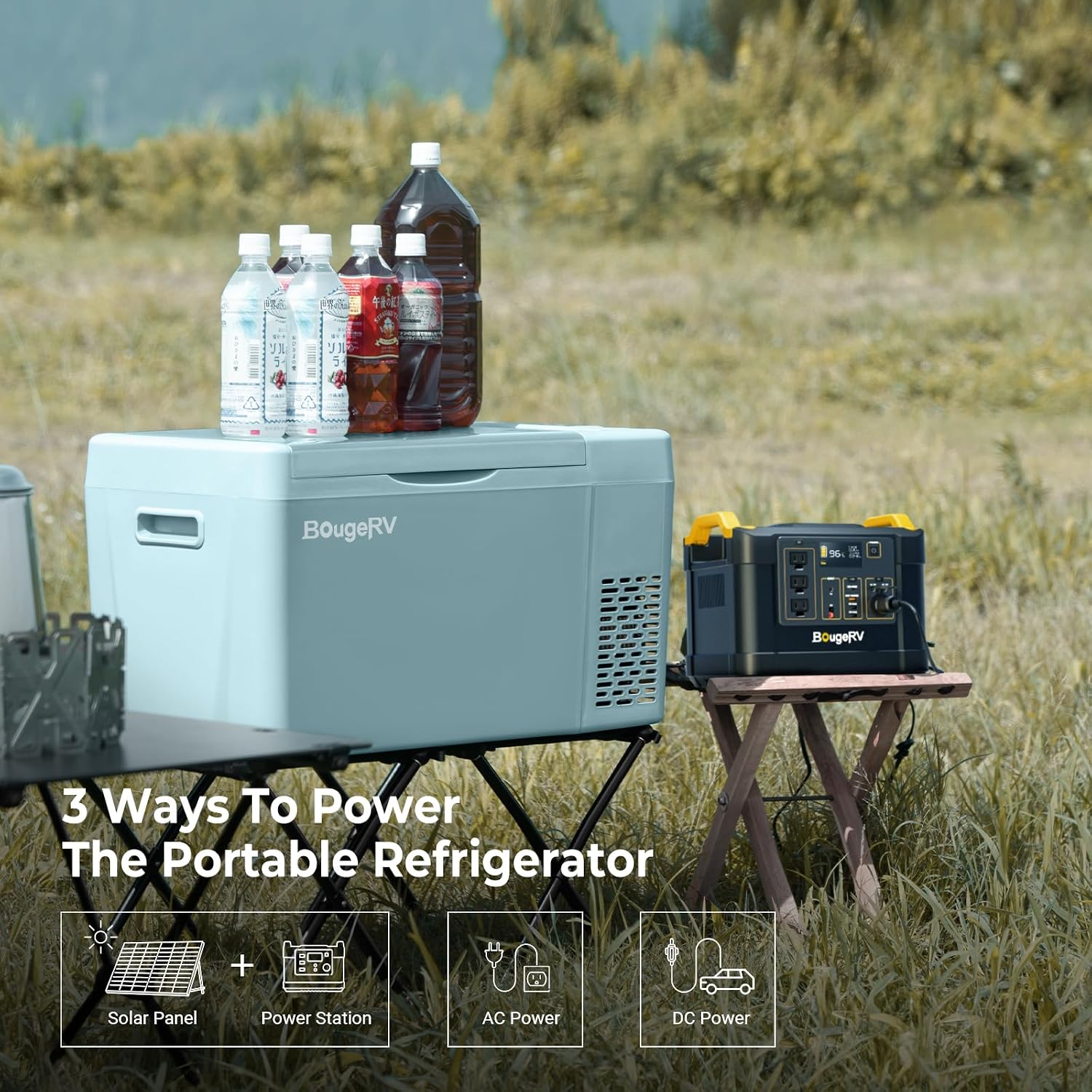 BougeRV 12v refrigerator 23 Quart, -8℉~50℉ Portable Freezer for Car, Grey